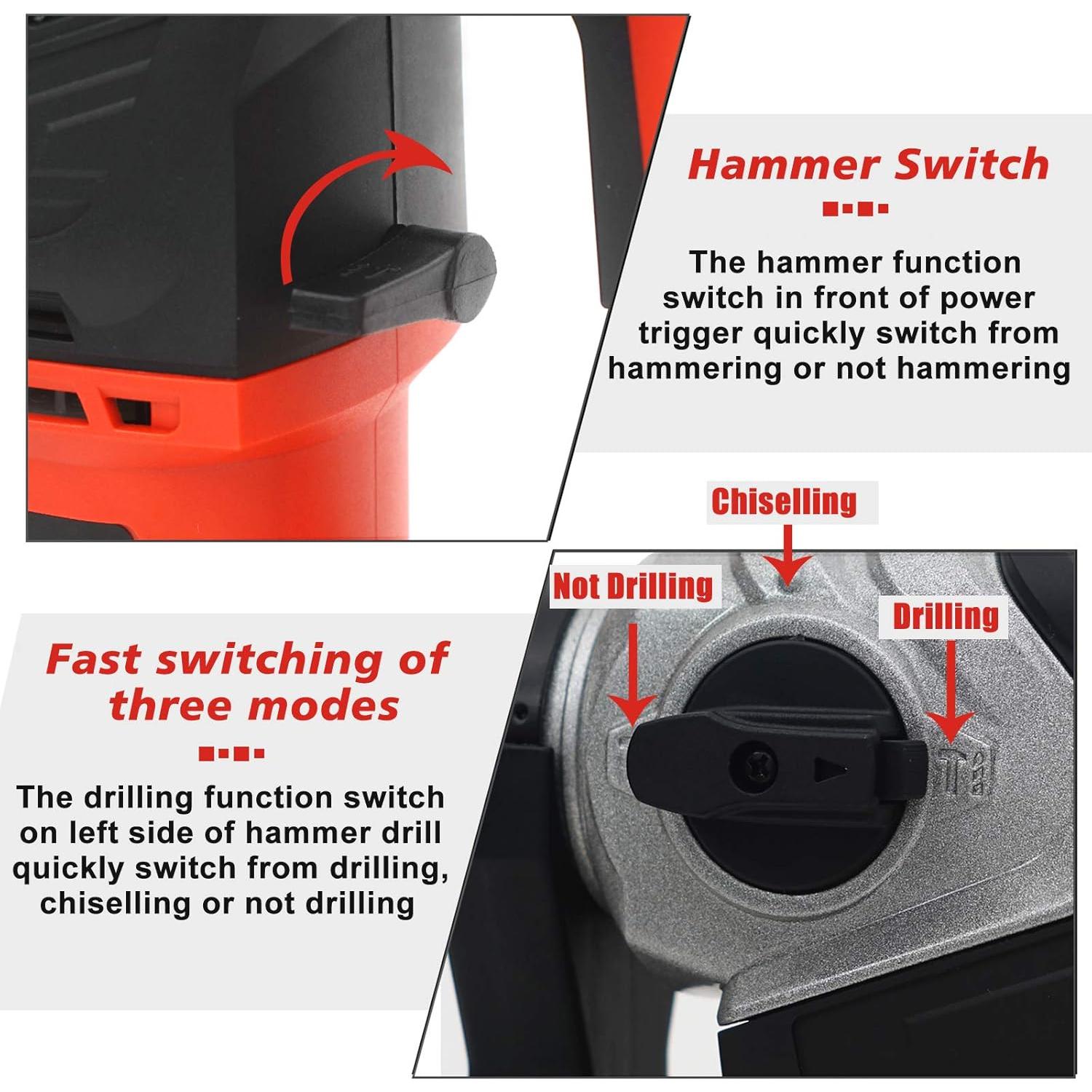 Martillo Perforador AOBEN 1500W SDS-Plus 3 Brocas 5,44 kg