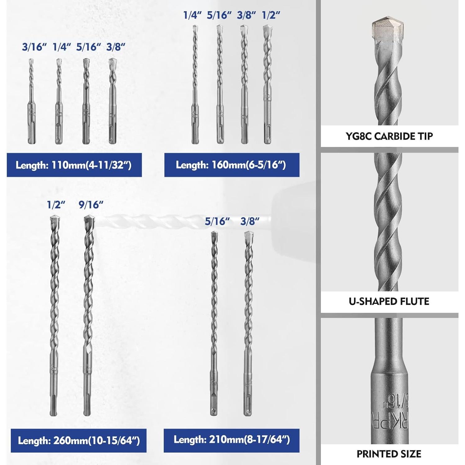 Juego de Brocas y Cinceles WORKPRO 17 Piezas SDS-Plus