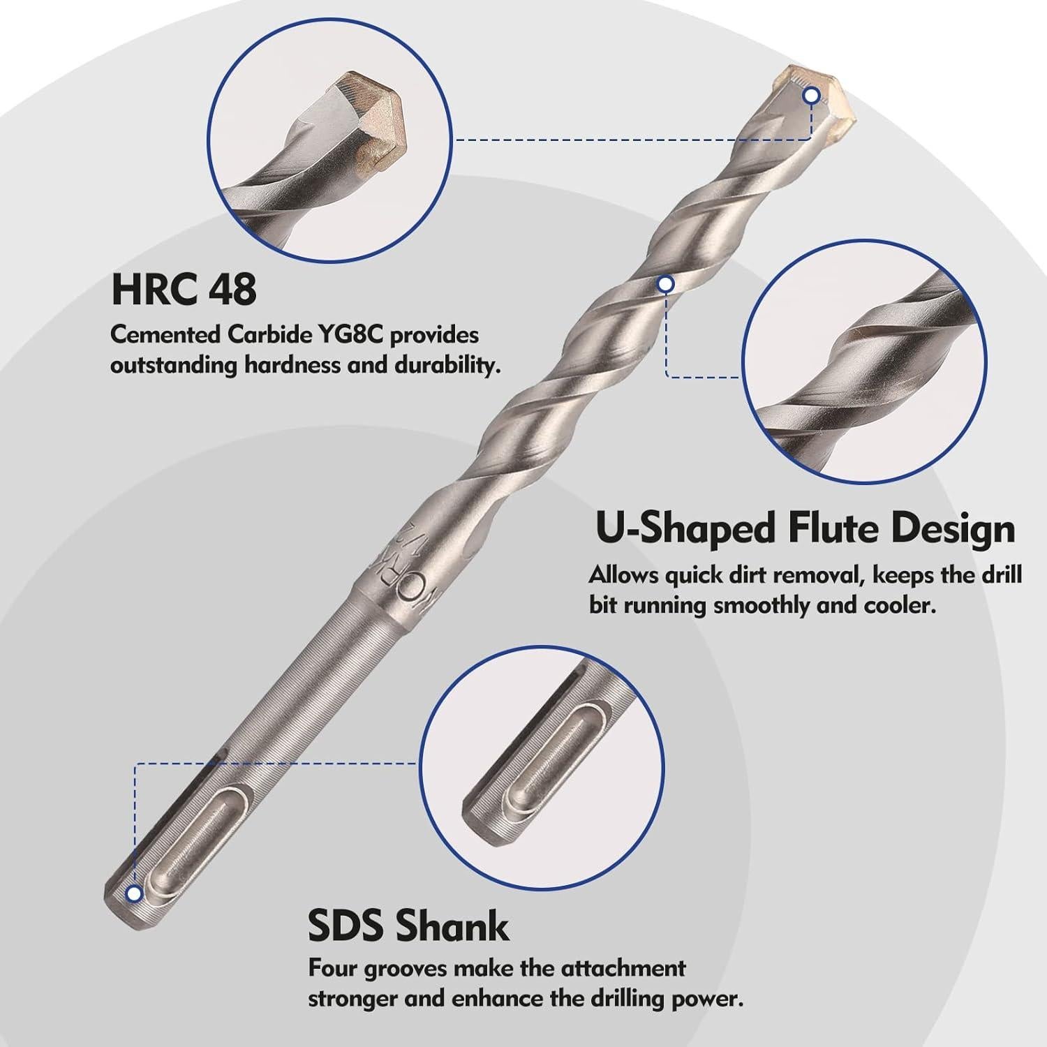 Juego de Brocas y Cinceles WORKPRO 17 Piezas SDS-Plus
