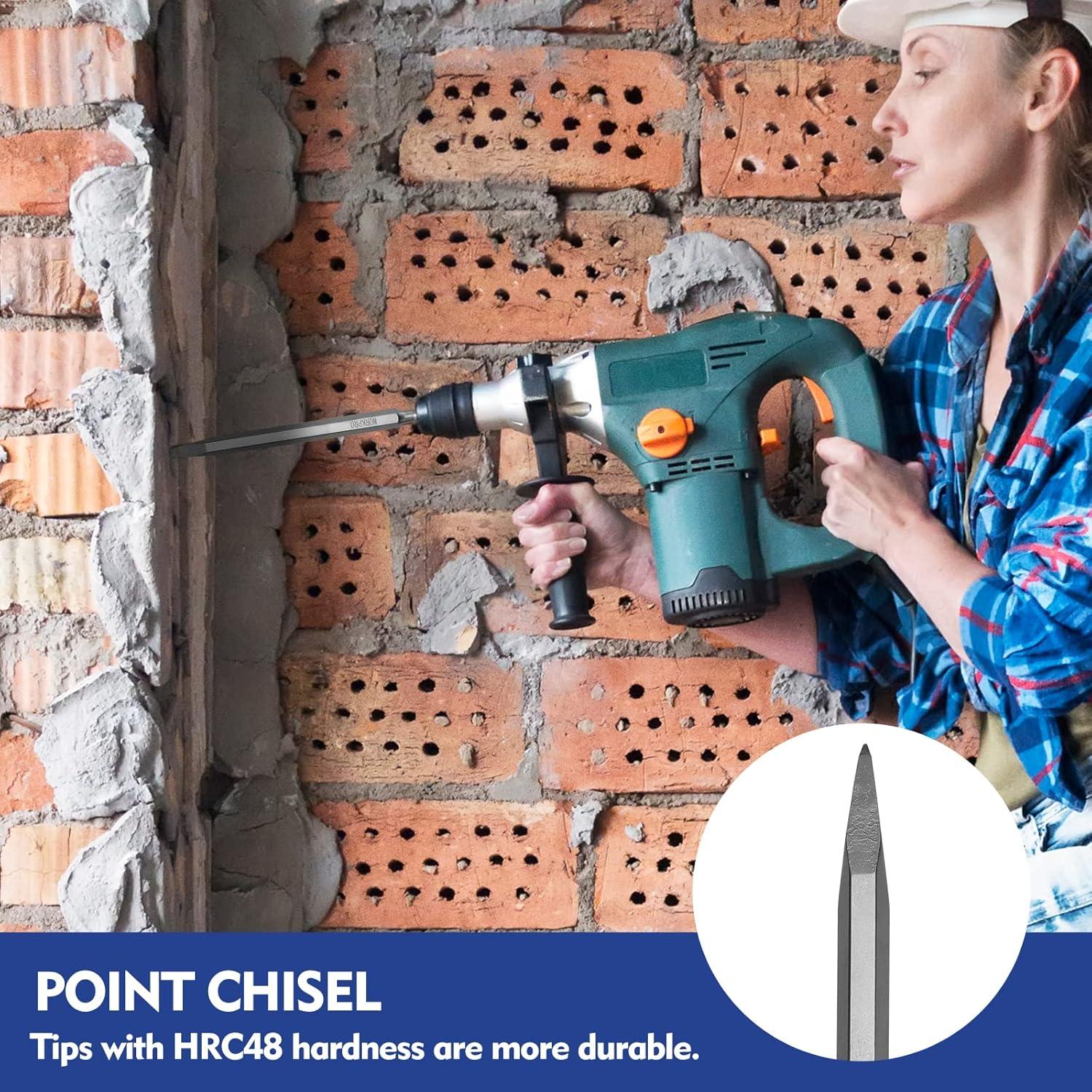 Juego de Brocas y Cinceles WORKPRO 17 Piezas SDS-Plus