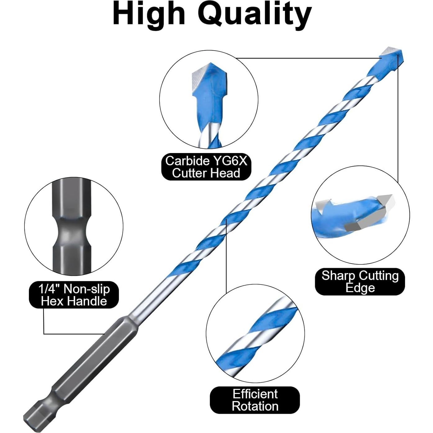 Juego de Brocas de Concreto UBESTHS 7 Pcs Hexagonal