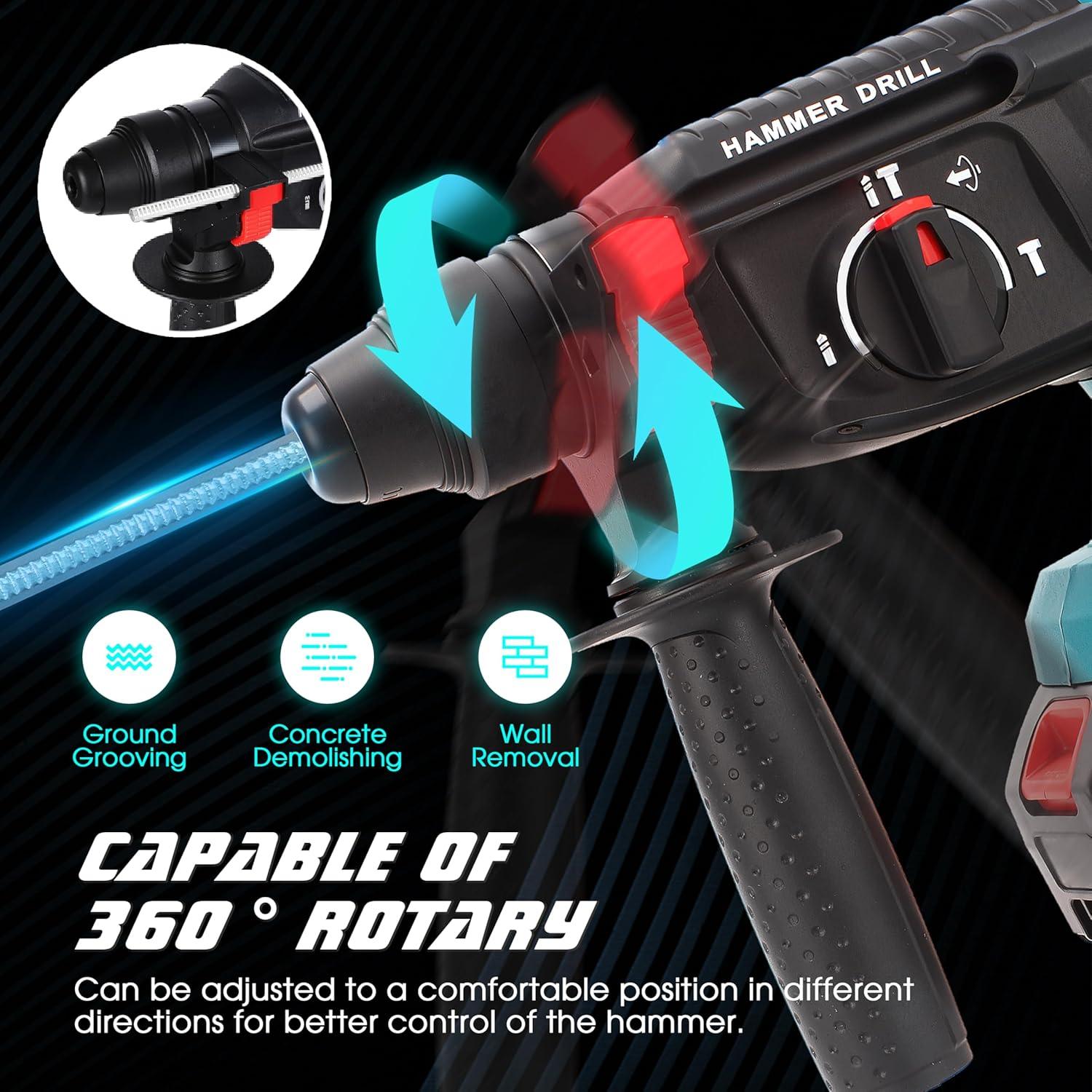 Taladro Martillo Inalámbrico Aoikoy DC-FBA 850W 18V SDS-Plus