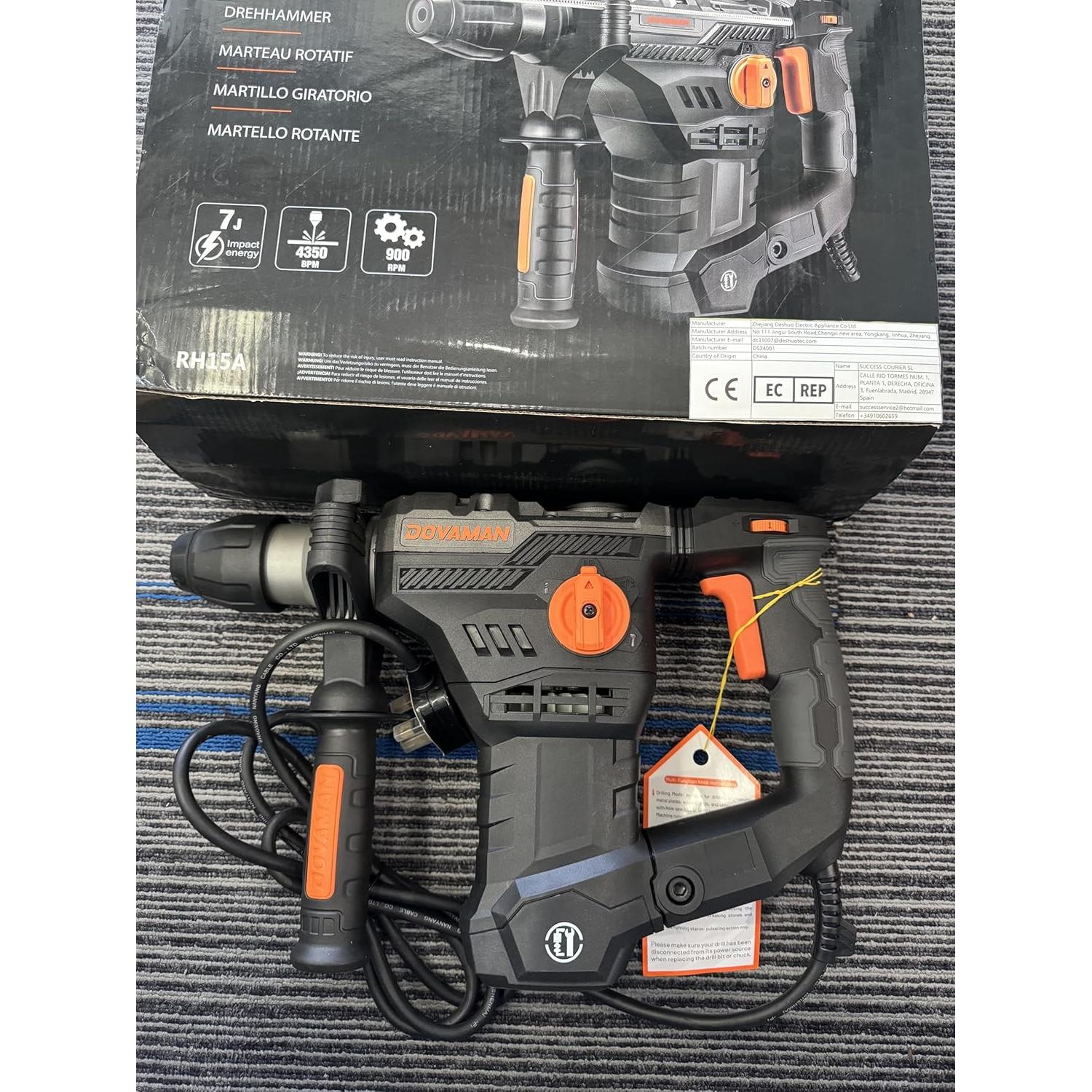 Martillo Perforador DOVAMAN RH15A 1500W 12.5A SDS-Plus