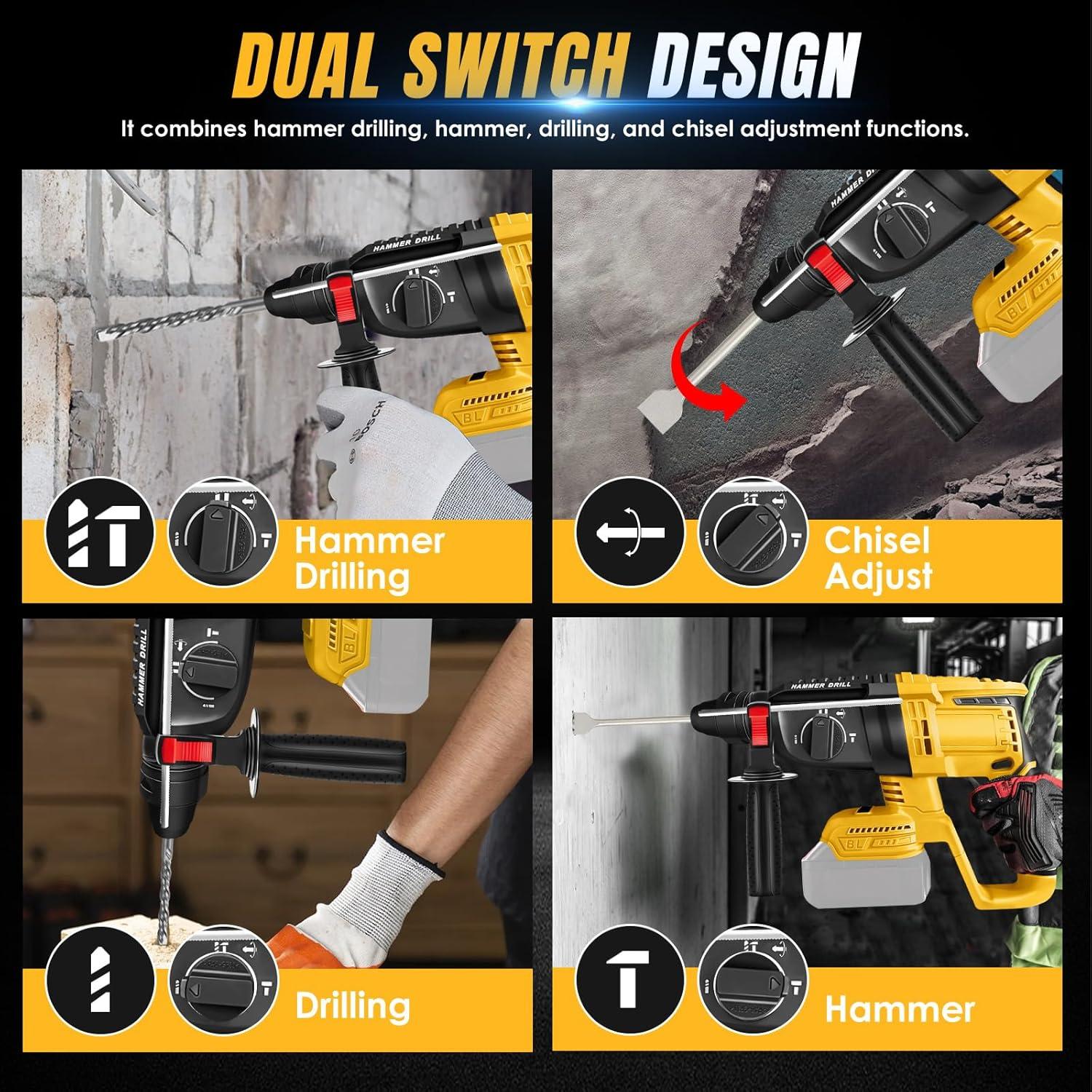 Taladro de Martillo Rotativo Inalámbrico LEZZYRUCK 20V 2.7J