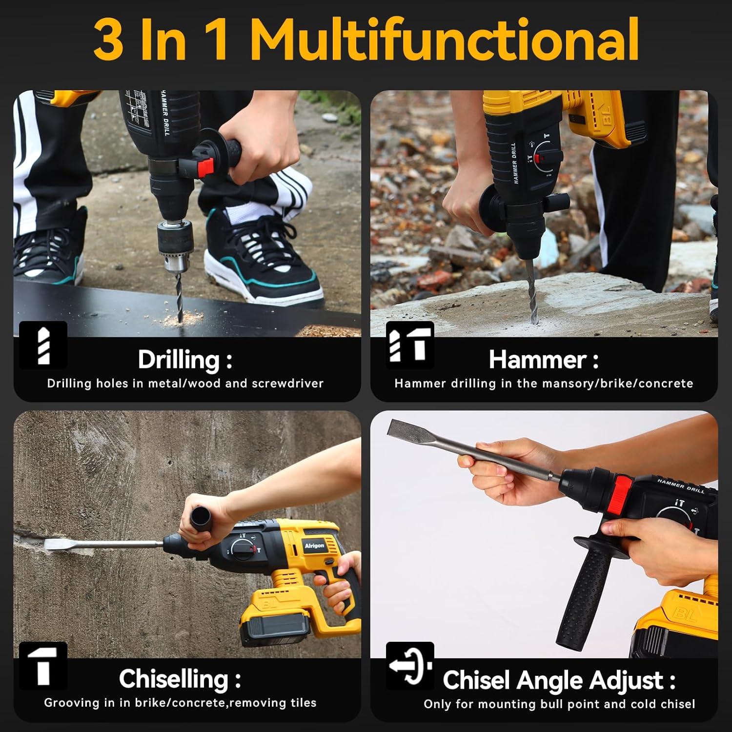 Martillo Perforador Inalámbrico Alrigon 20V SDS 2.6J