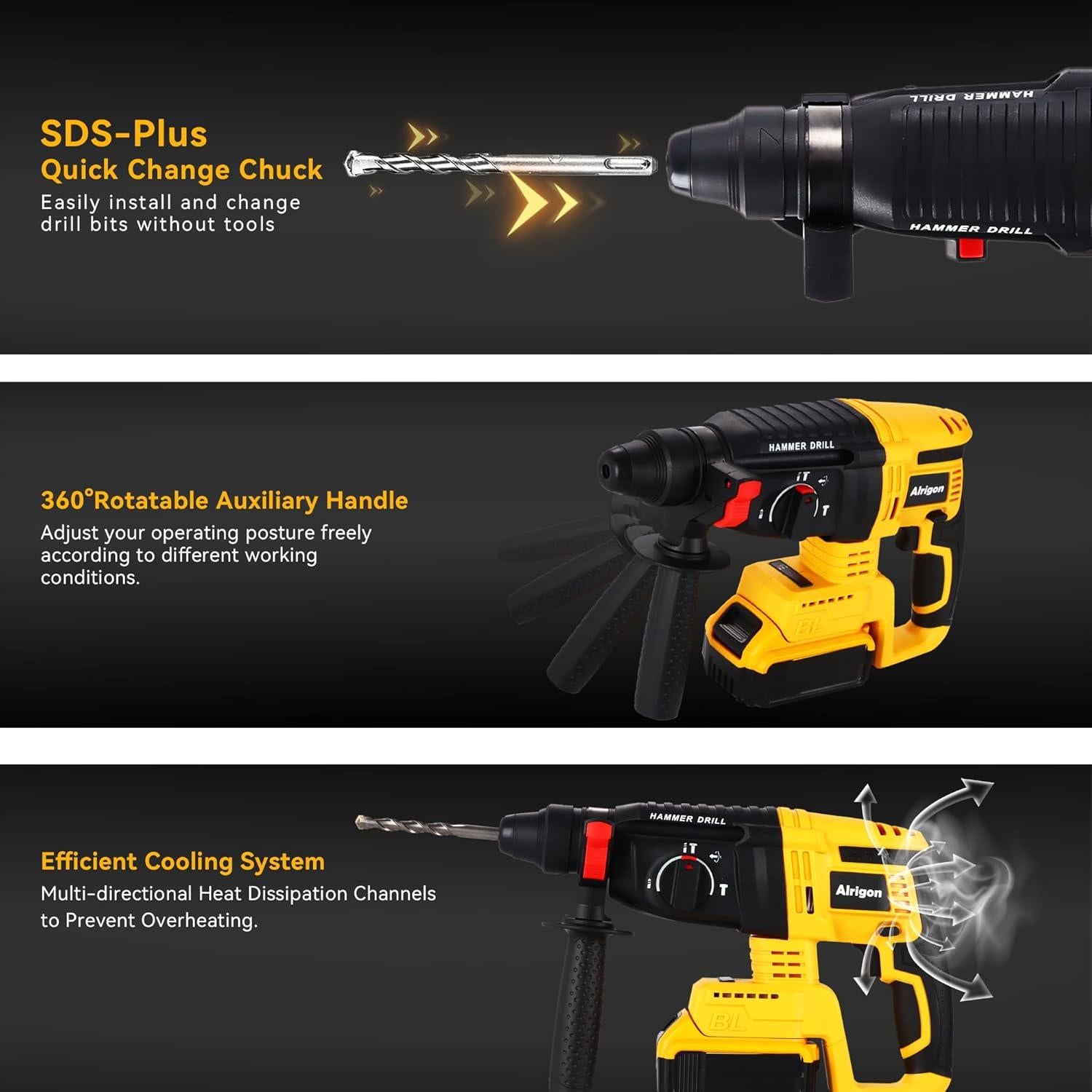 Martillo Perforador Inalámbrico Alrigon 20V SDS 2.6J