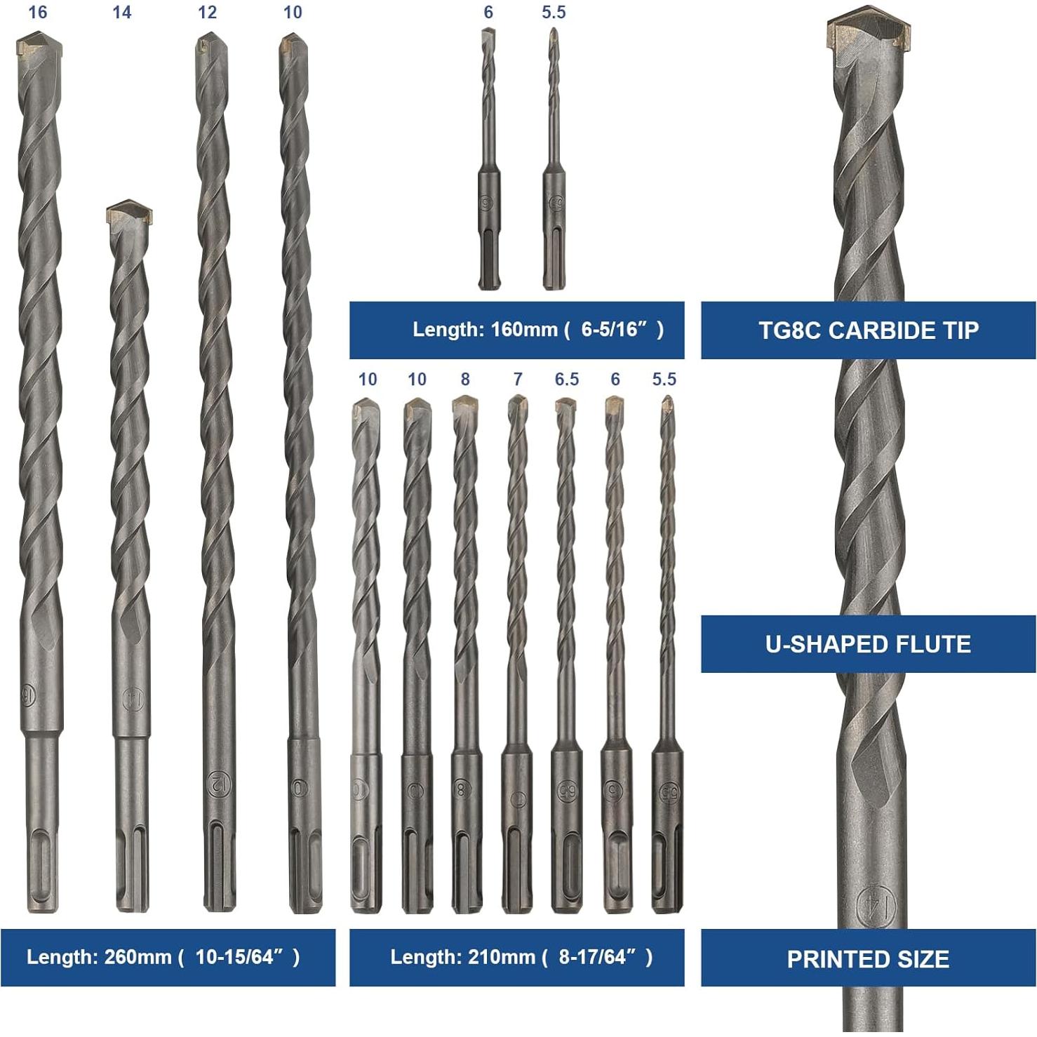 Juego de Brocas y Cinceles COMOWARE 17 Piezas para Martillo