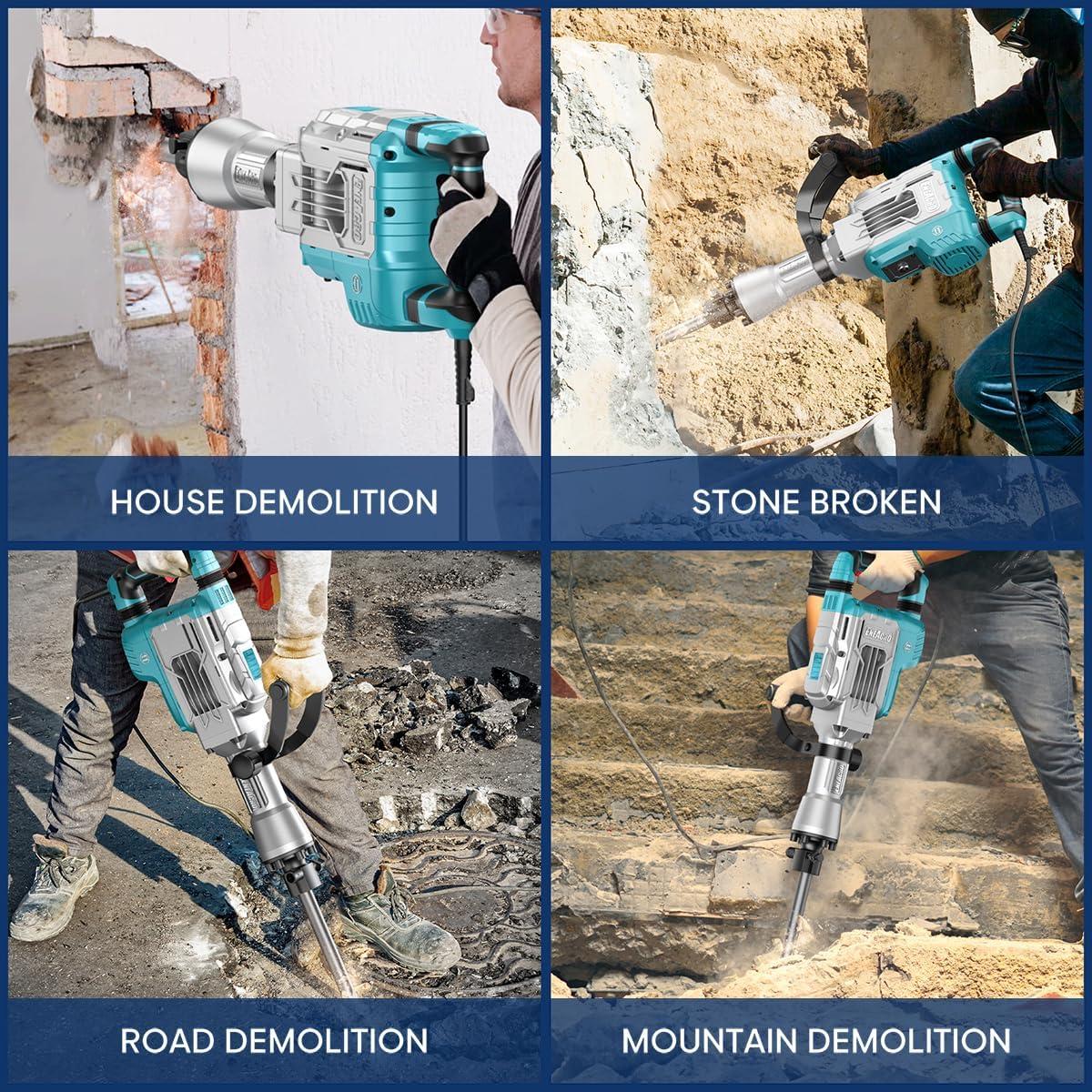 Martillo Demoledor ENEACRO 1700W SDS-Hex 65 Joules con Accesorios