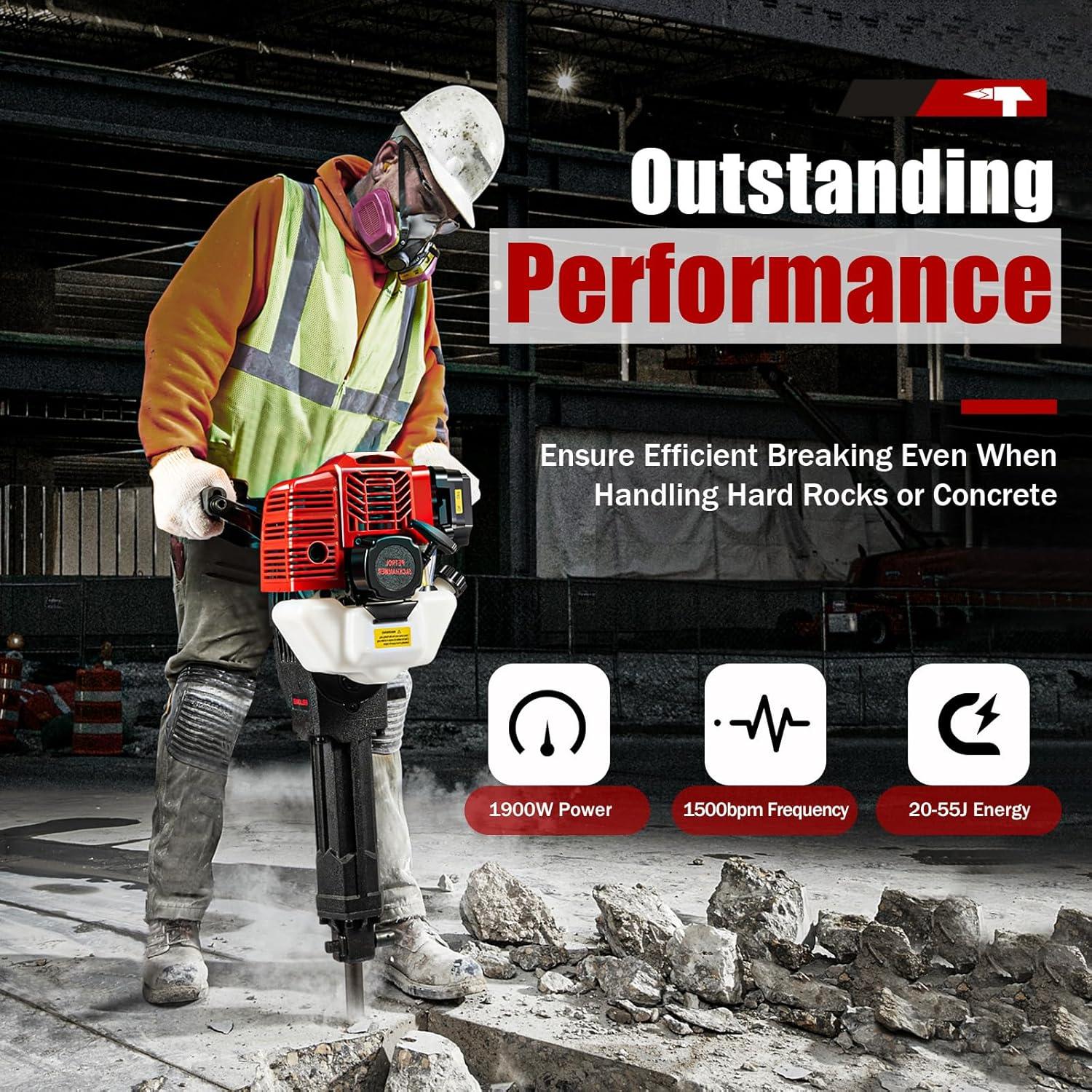 Martillo Demoledor ADXKIM 52CC 1900W para Concreto