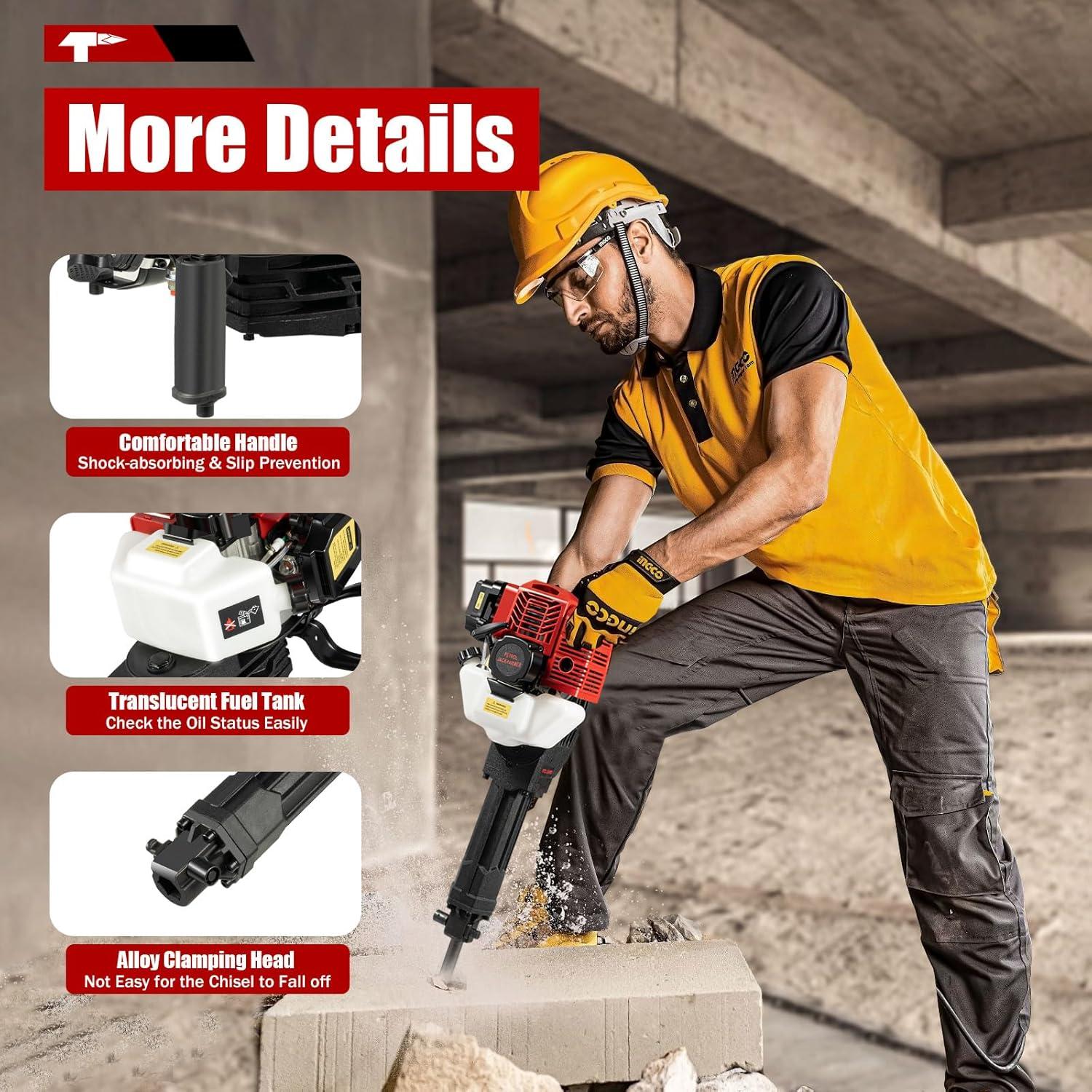 Martillo Demoledor ADXKIM 52CC 1900W para Concreto