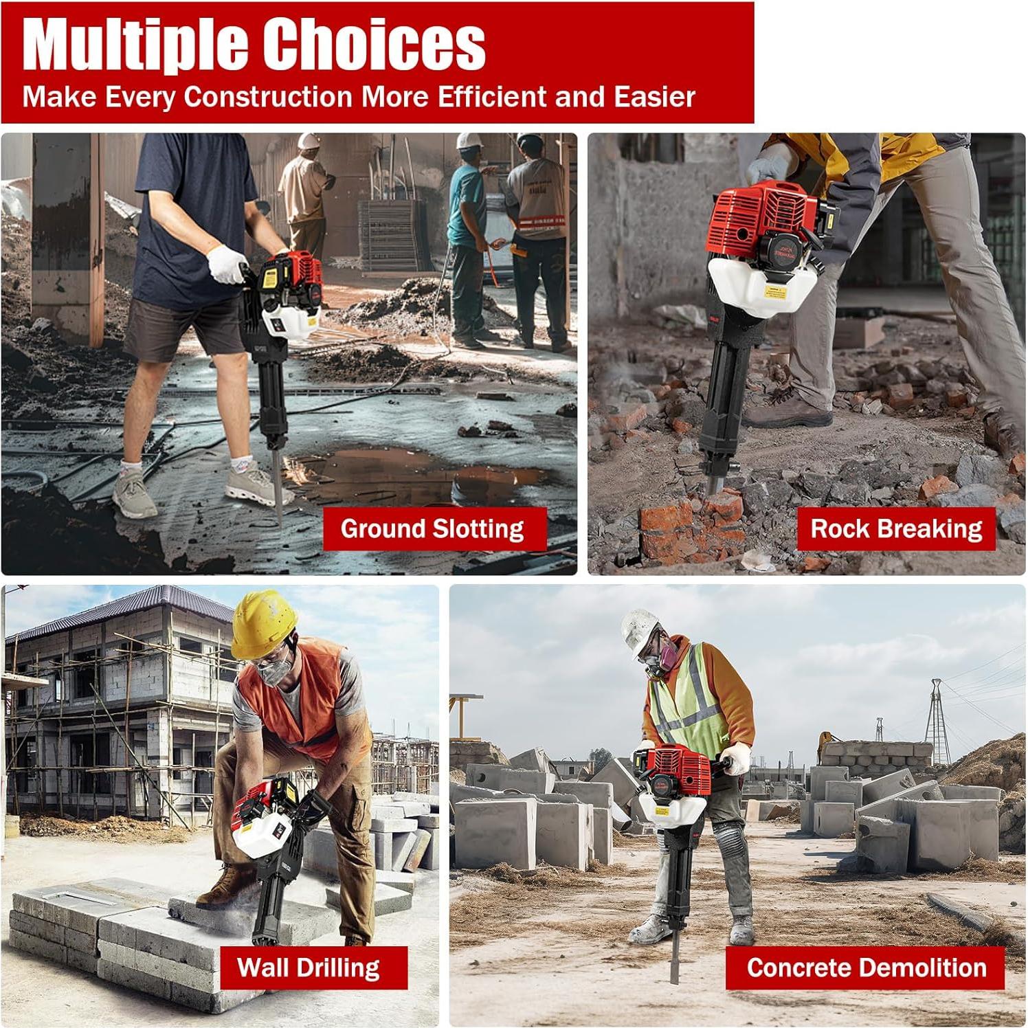 Martillo Demoledor ADXKIM 52CC 1900W para Concreto