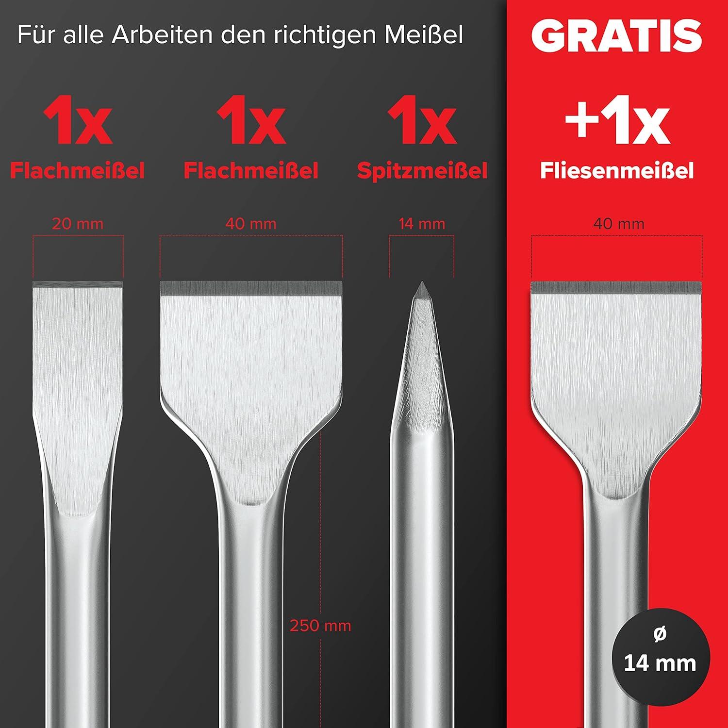 Juego de Cinceles SDS-Plus SPProducts 4 Piezas para Concreto