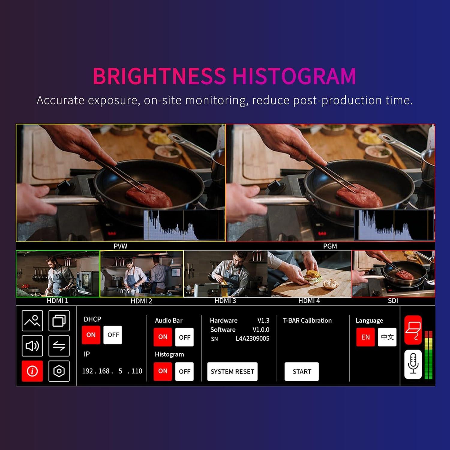 Conmutador de Video FEELWORLD L4 10.1" Pantalla Táctil 5 Entradas