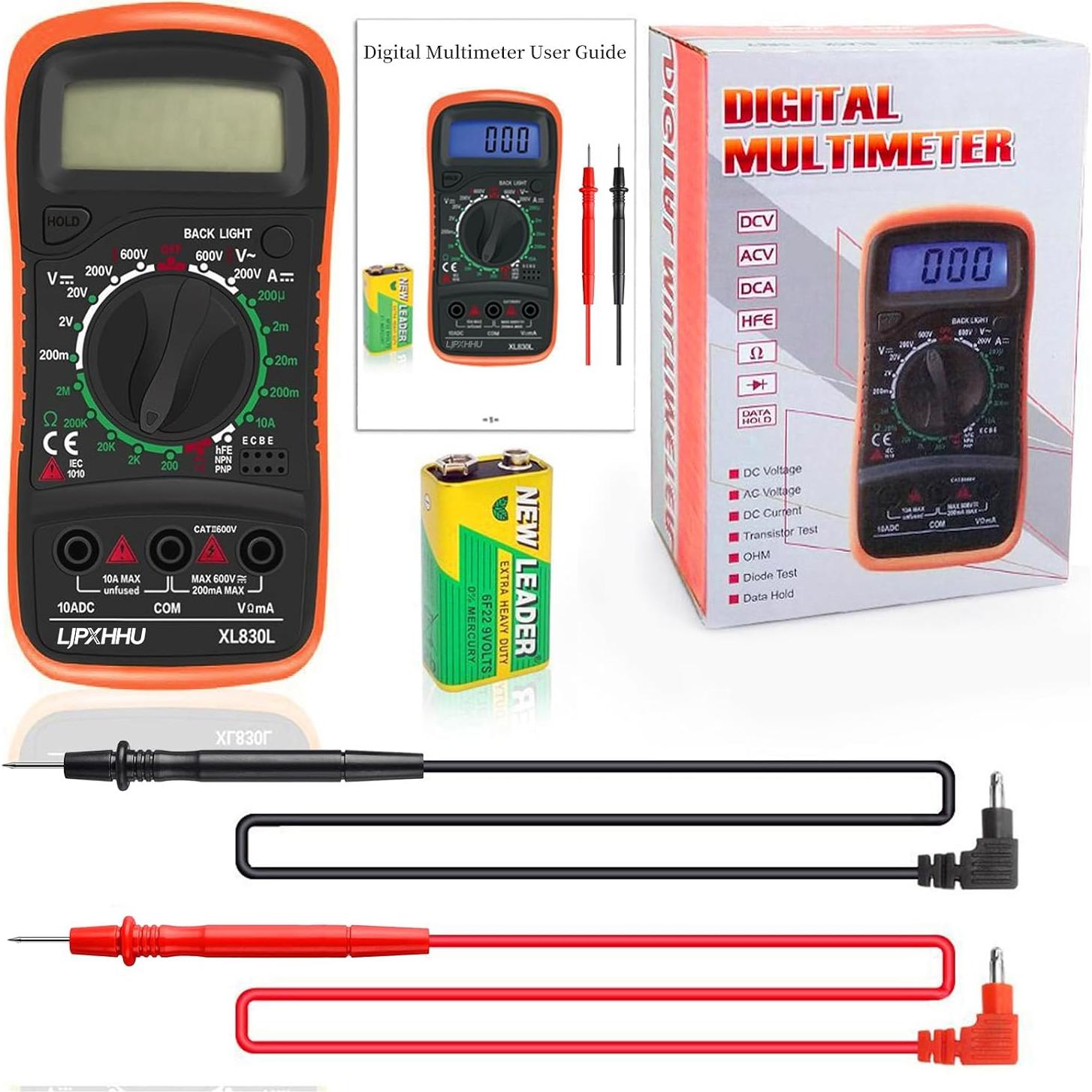 Multímetro Digital LJPXHHU 2000 Cuentas AC/DC Resistencia