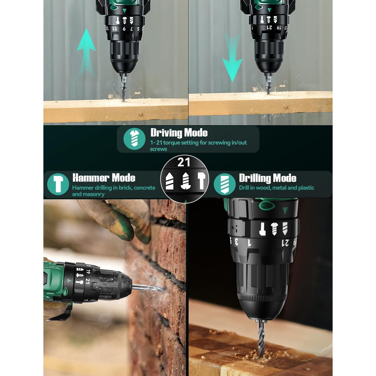 Taladro KIMO Inalámbrico 20V 1350 RPM 350 Nm Torque