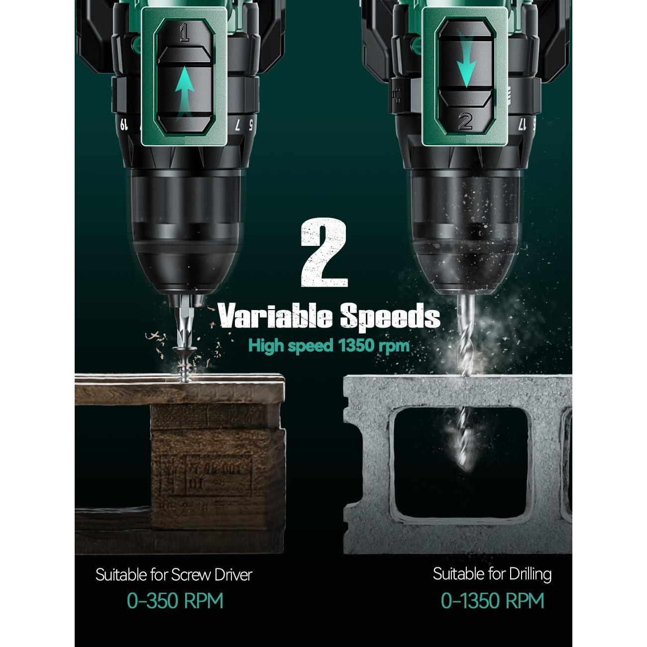 Taladro KIMO Inalámbrico 20V 1350 RPM 350 Nm Torque