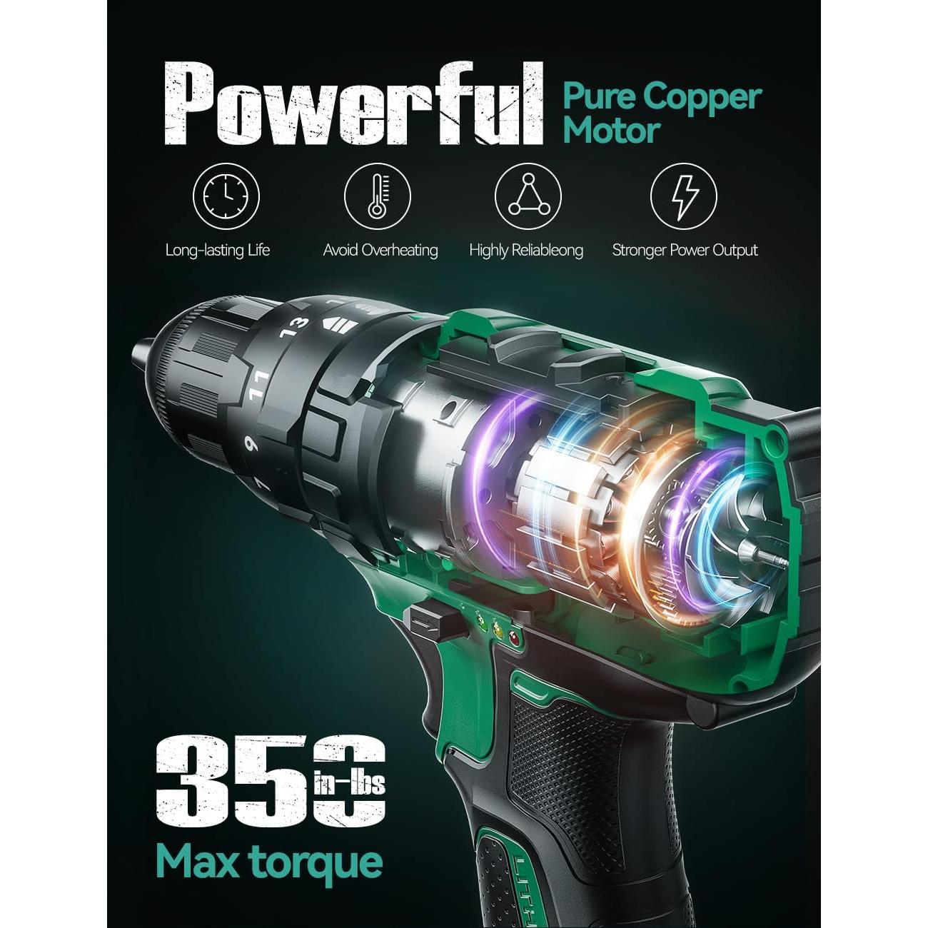 Taladro KIMO Inalámbrico 20V 1350 RPM 350 Nm Torque