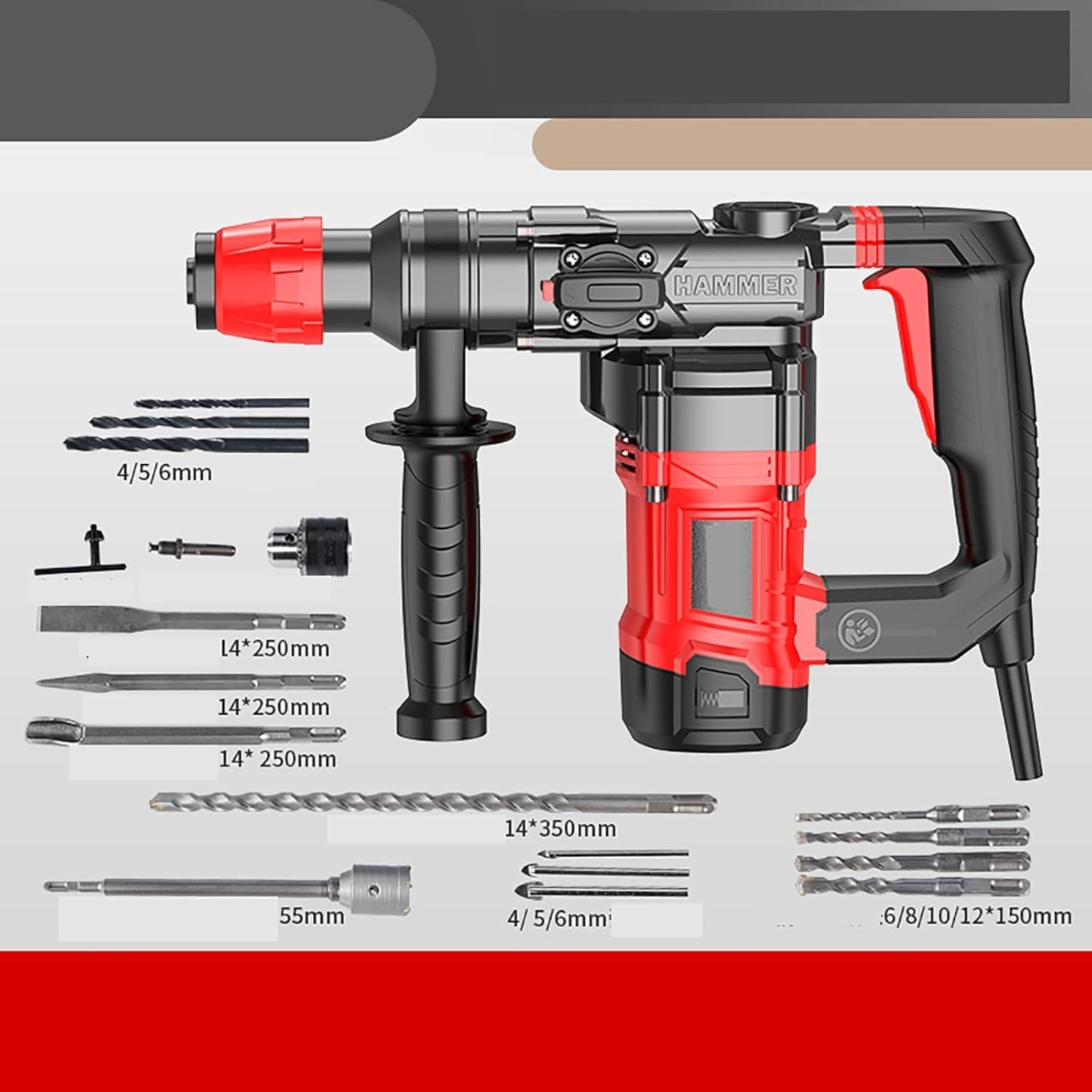 Taladro de Martillo Rotativo HYCHIKA 1100 RPM Eléctrico con Cable