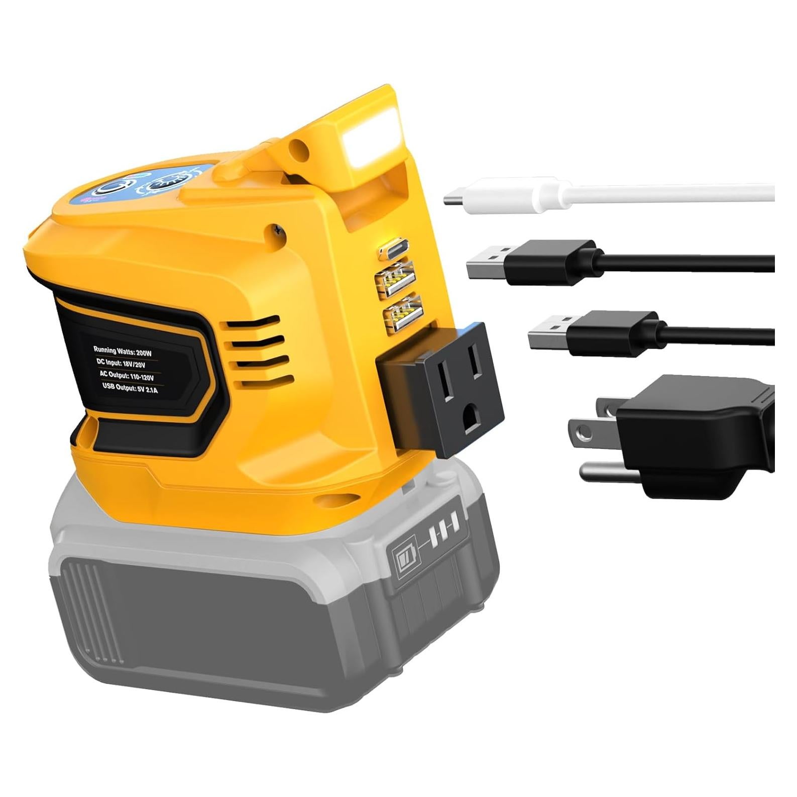 Inversor de Potencia 200W Ecarke para Batería DeWALT 20V