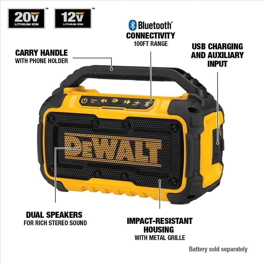 Altavoz Bluetooth DEWALT DCR010 20V Resistente para Trabajo