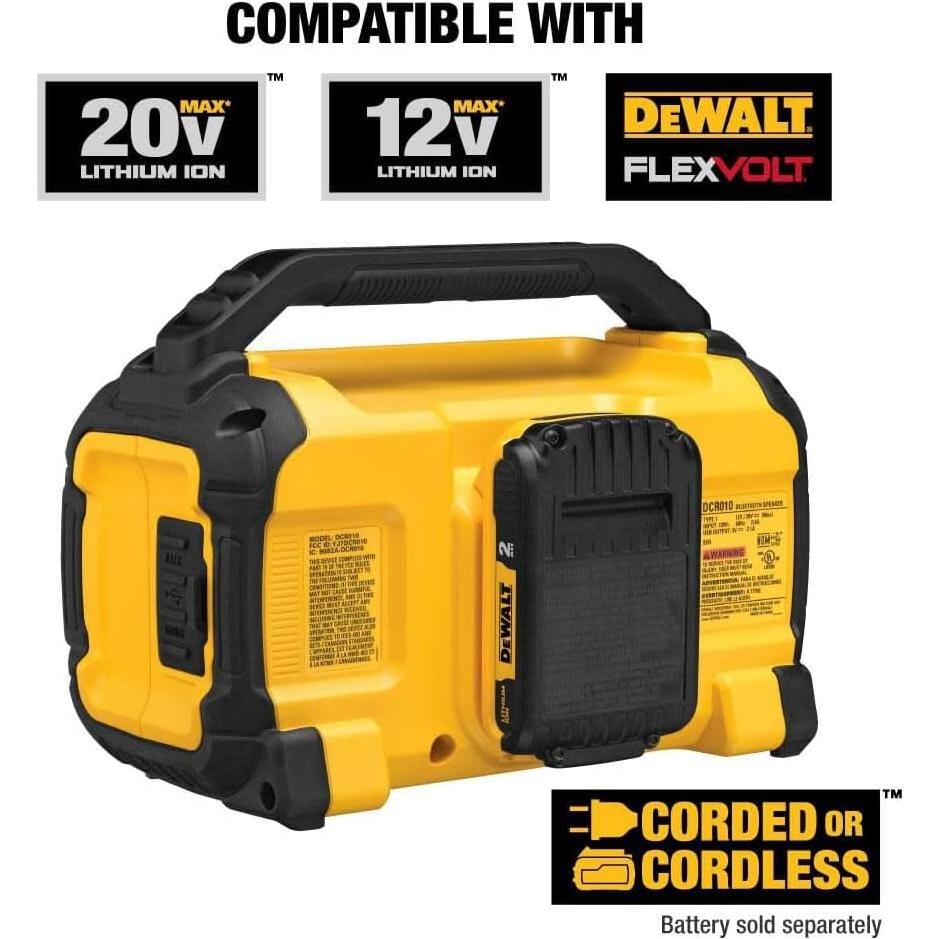 Altavoz Bluetooth DEWALT DCR010 20V Resistente para Trabajo