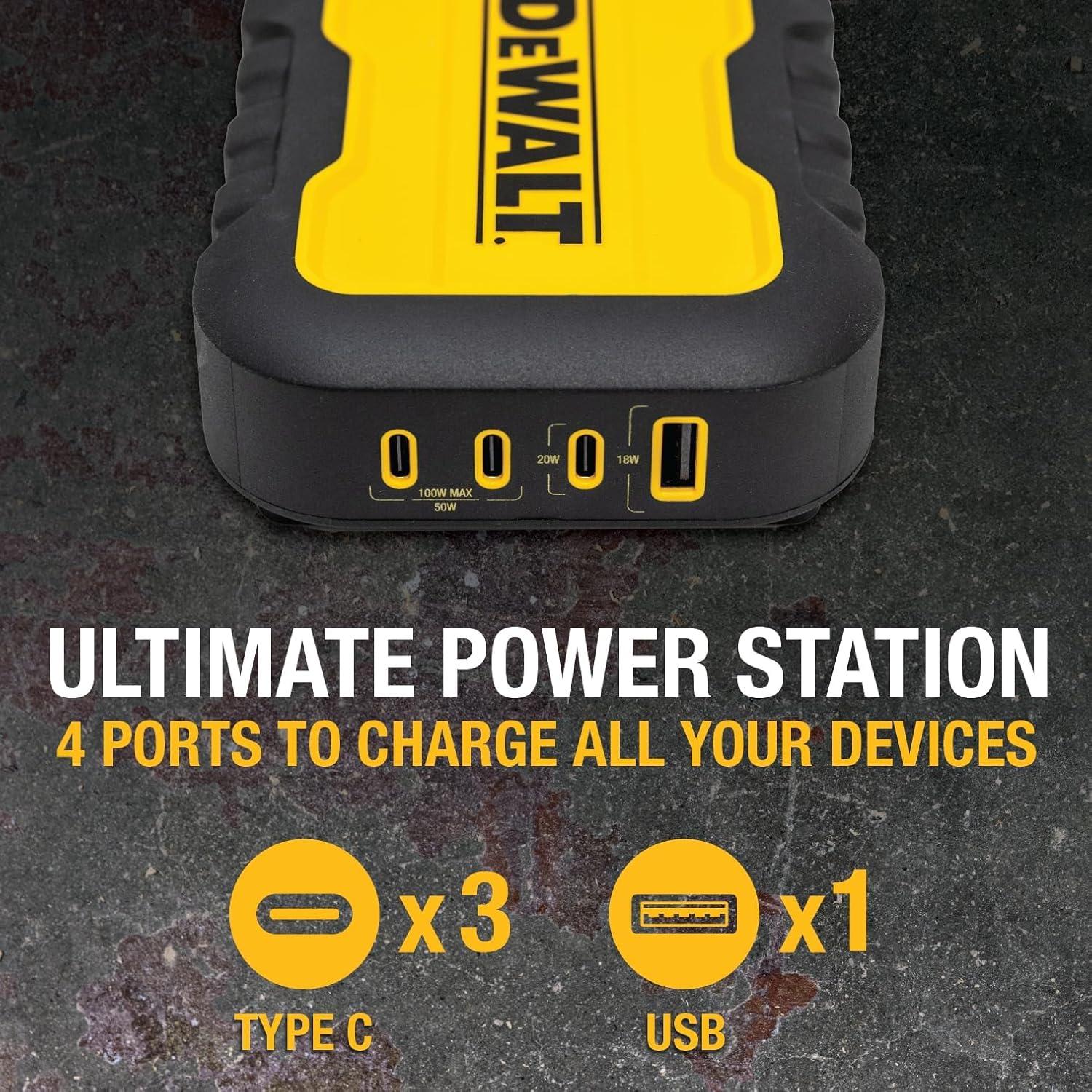 Cargador DEWALT USB C 4 Puertos 100W Carga Rápida