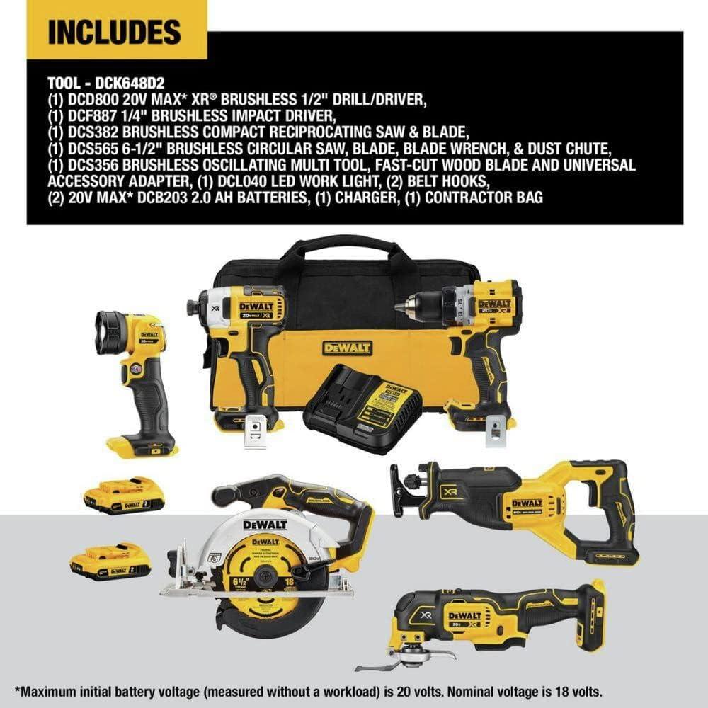 Kit Herramientas Inalámbricas DEWALT 20V MAX XR 6 Piezas