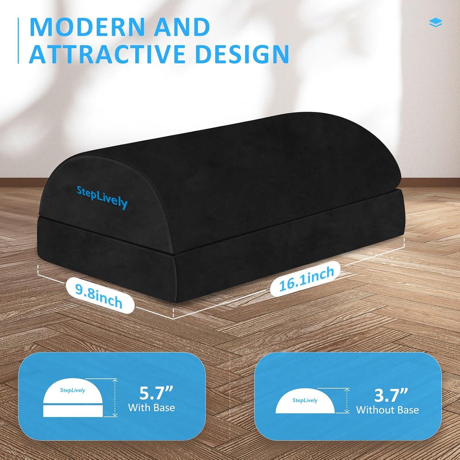 Reposapiés ajustable StepLively negro, ergonómico y lavable