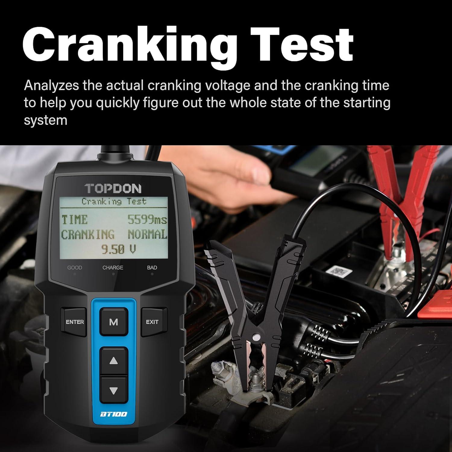 Probador de Batería TOPDON BT100 12V para Autos y Barcos