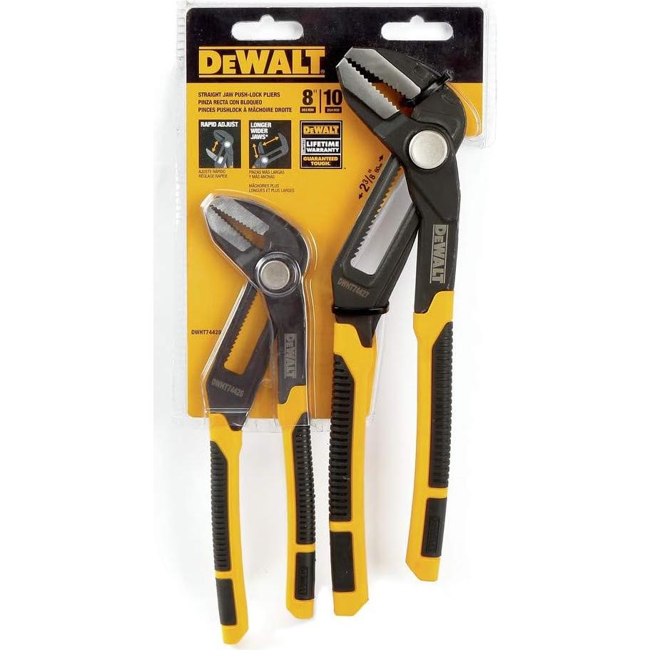 Alicates Pushlock Dewalt 2 Piezas 20 y 25 cm Ergonómicos