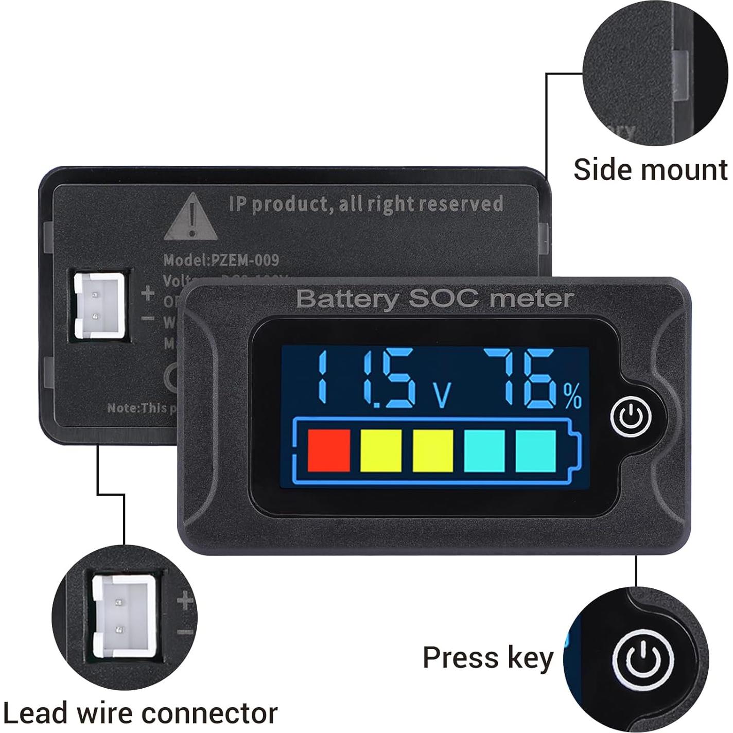 Medidor de Batería DROK 12V LCD para Batería de Litio