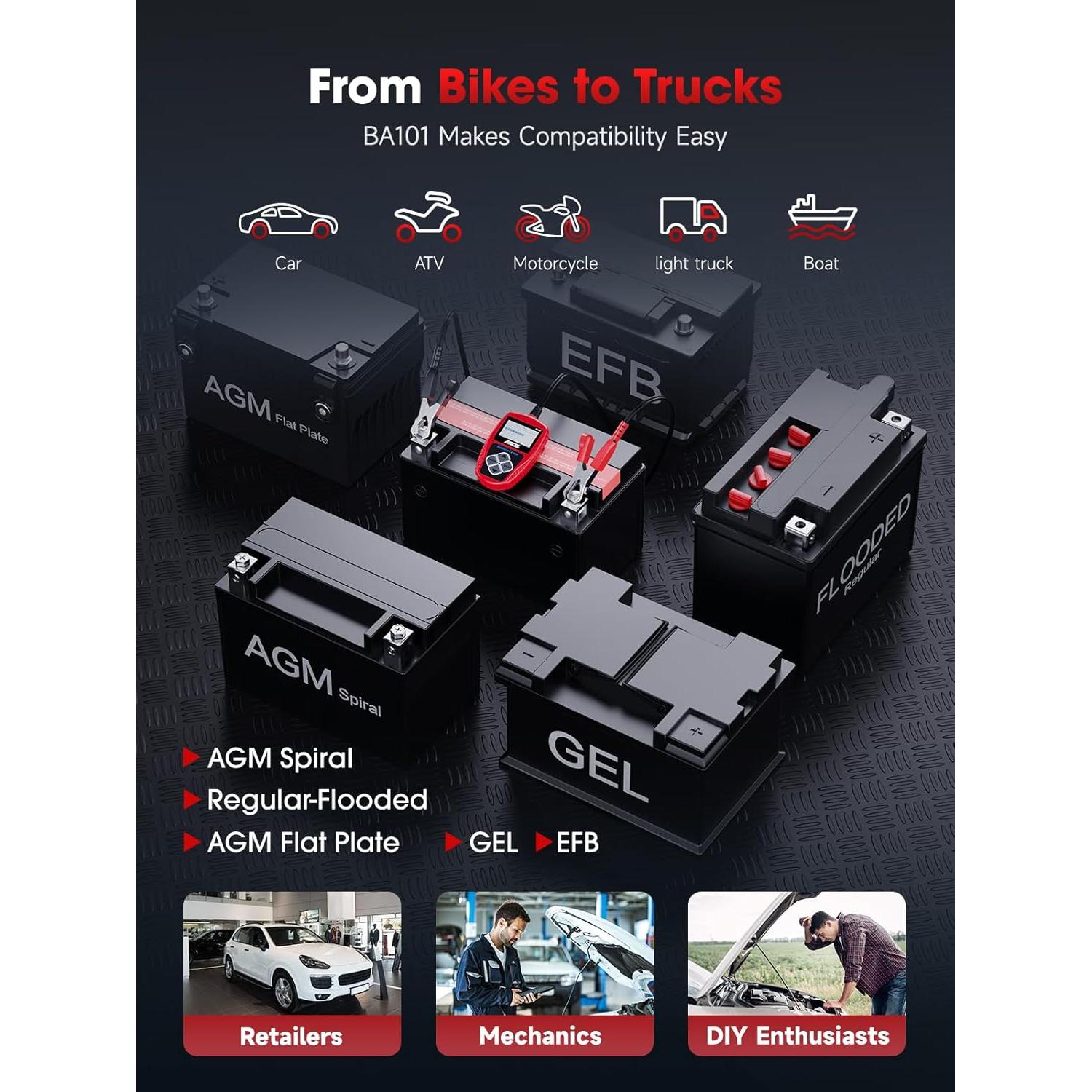 Probador de Batería ANCEL BA101 12V Carga 100-2000 CCA