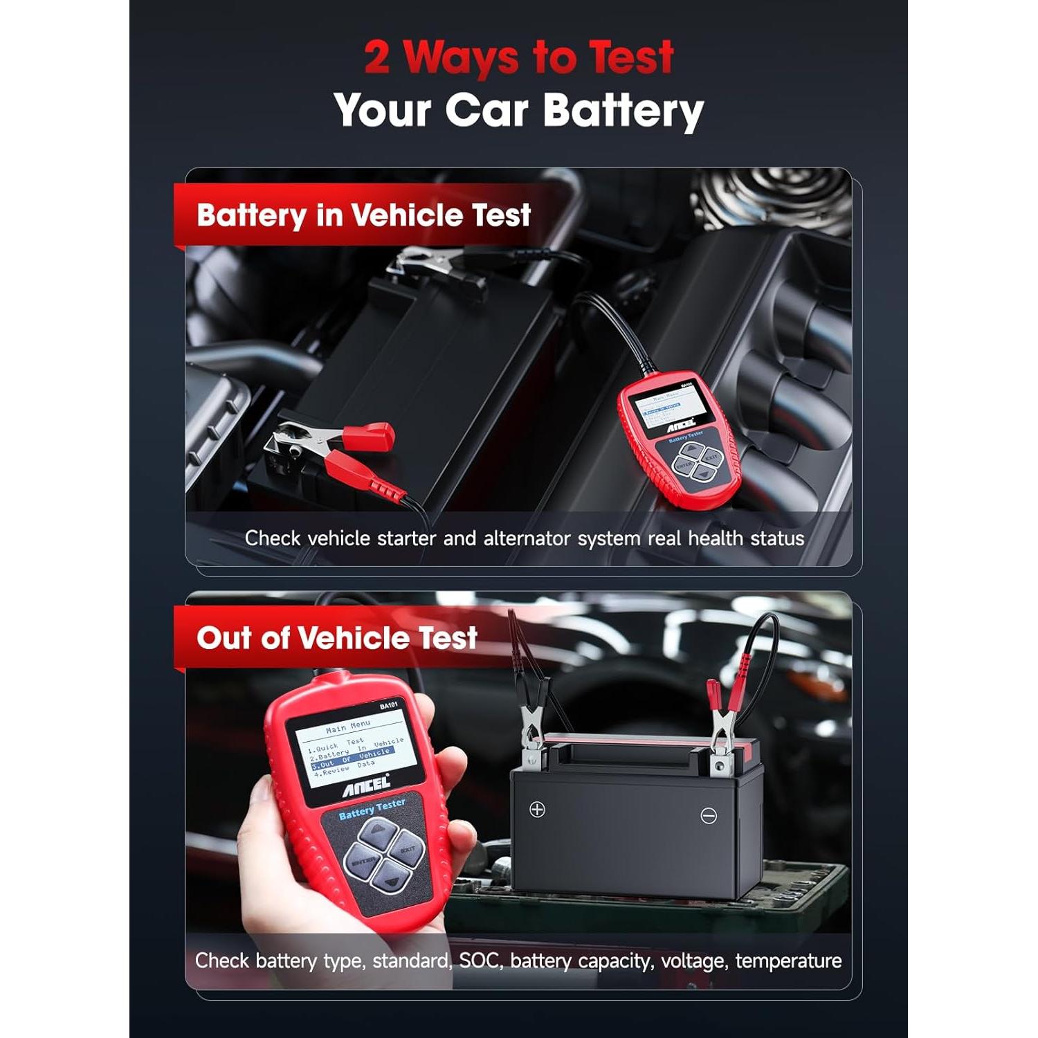 Probador de Batería ANCEL BA101 12V Carga 100-2000 CCA