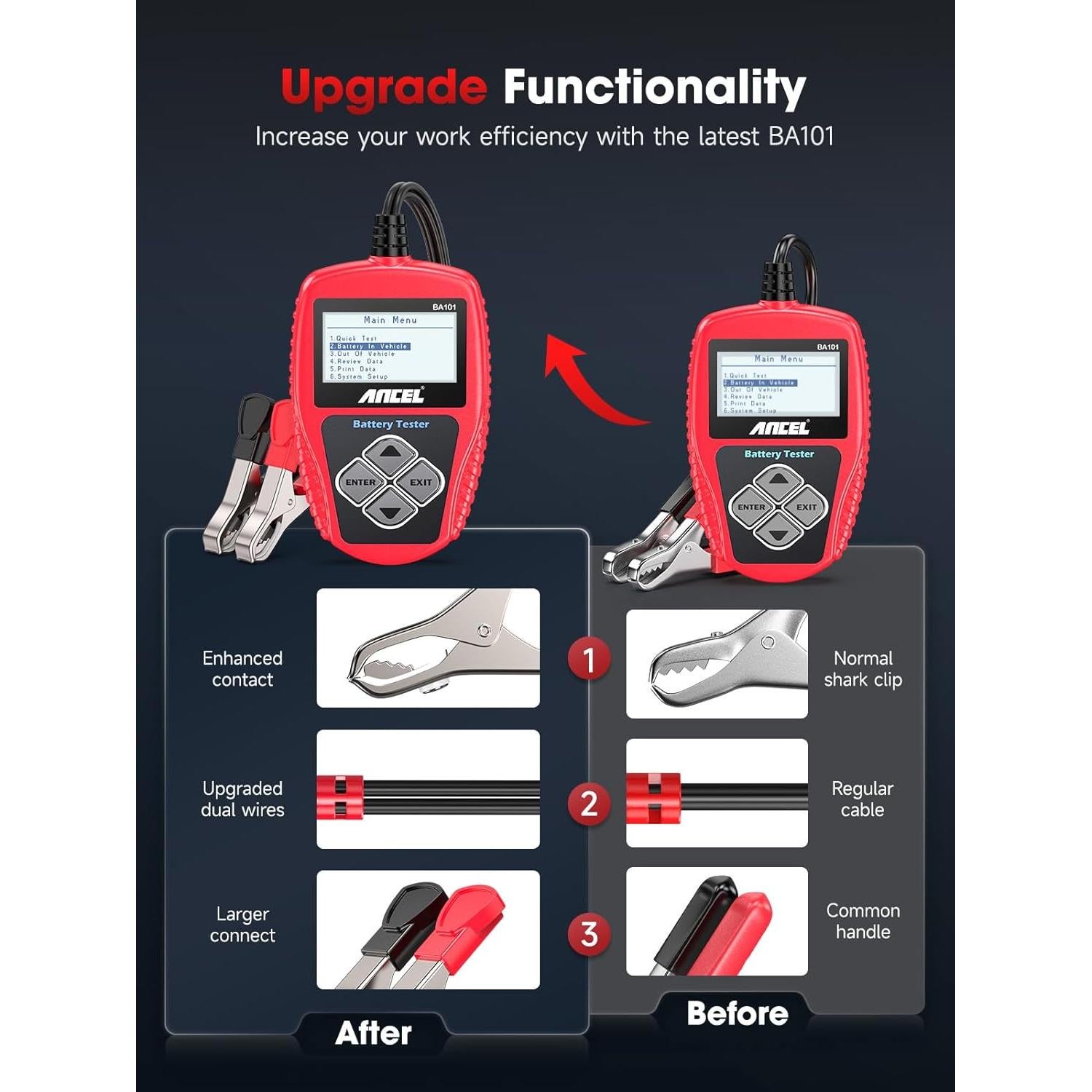 Probador de Batería ANCEL BA101 12V Carga 100-2000 CCA