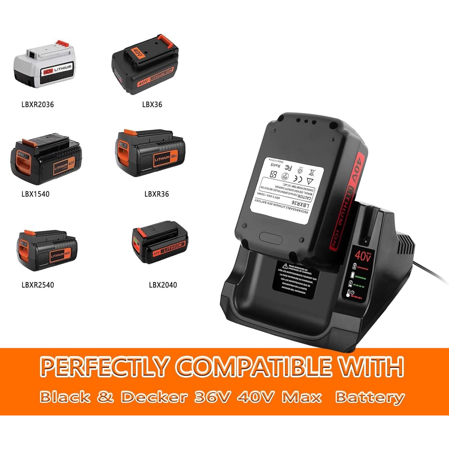 Cargador Rápido DYCAFYY LCS40 36V/40V para Black+Decker