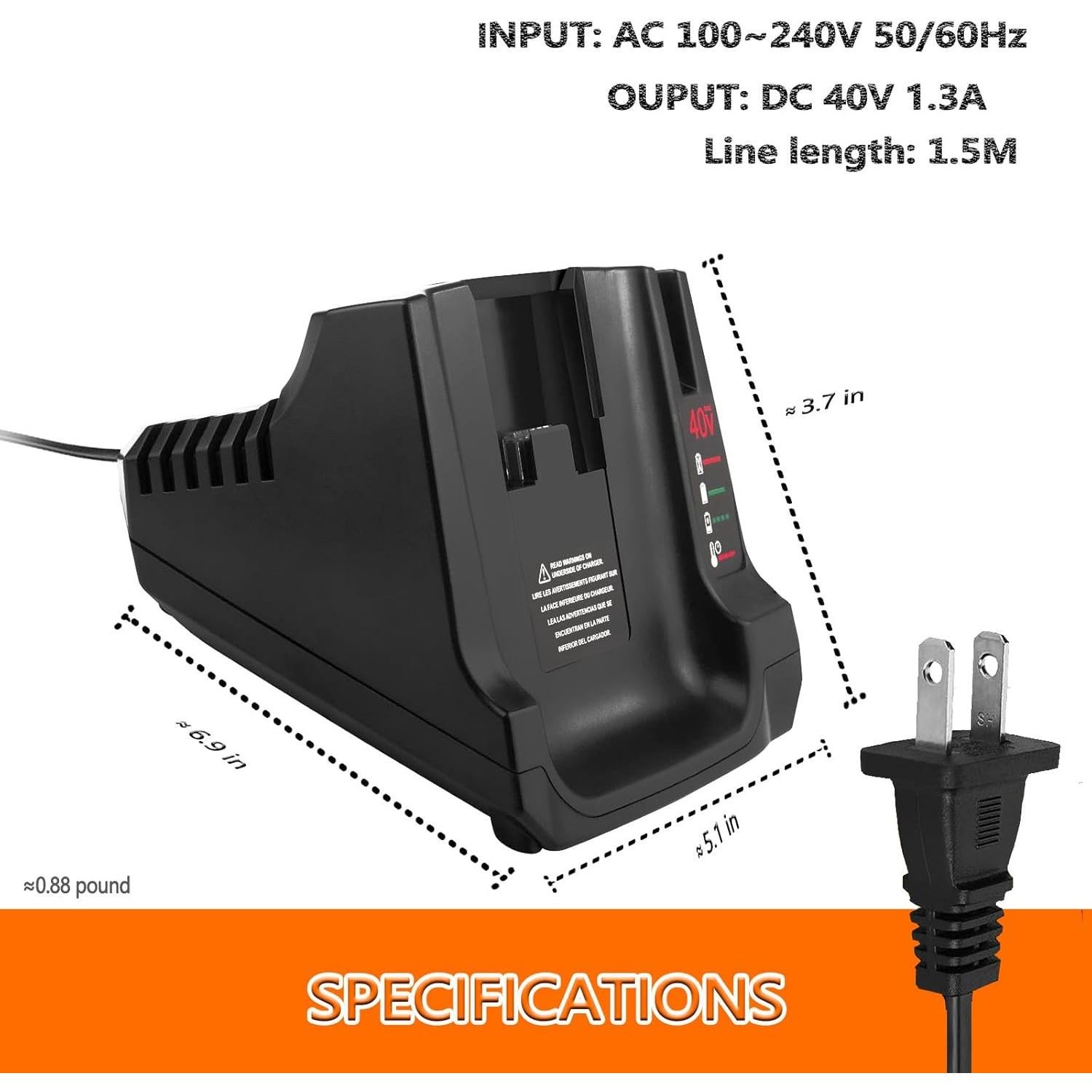 Cargador Rápido DYCAFYY LCS40 36V/40V para Black+Decker