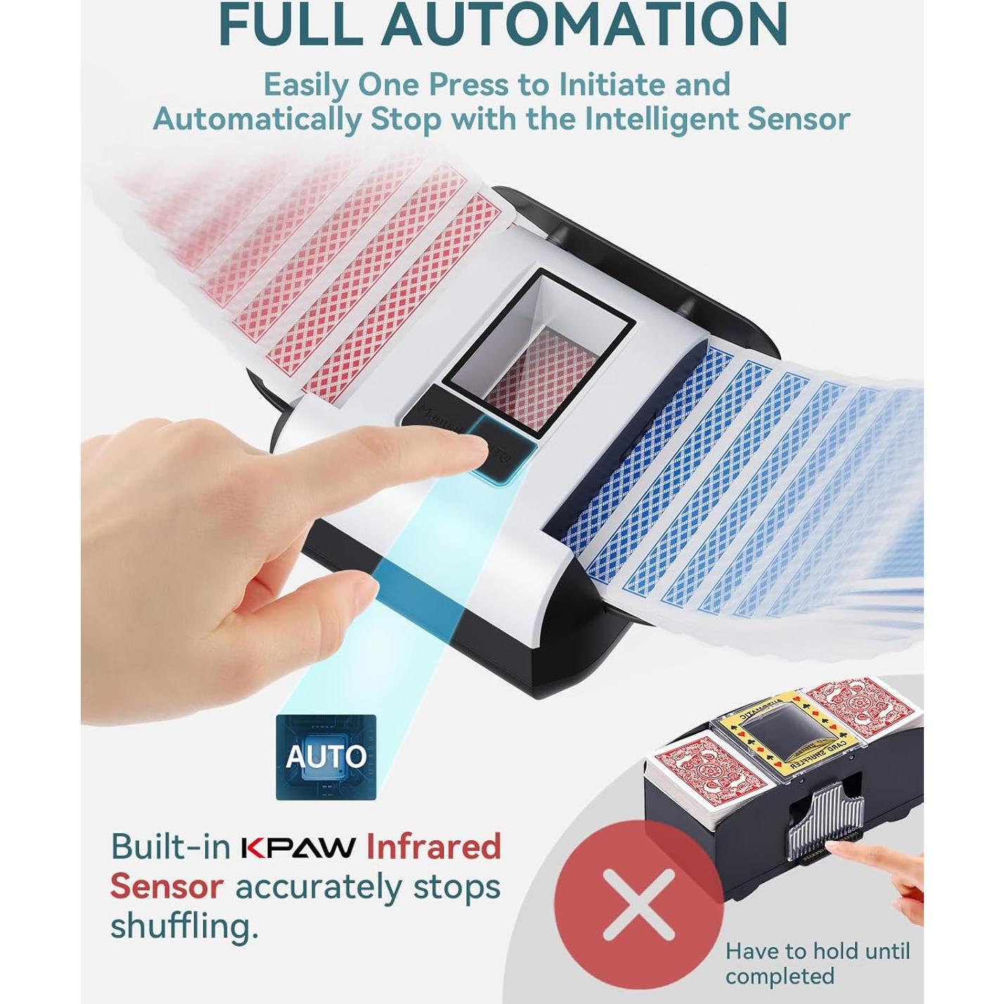 Barajador Automático KPAW X1 Recargable Bajo Ruido para 1-2 Barajas