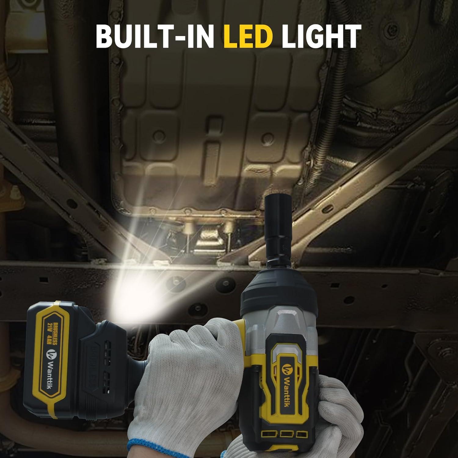 Llave de impacto inalámbrica WANTTIK 21V 1300 Nm con batería