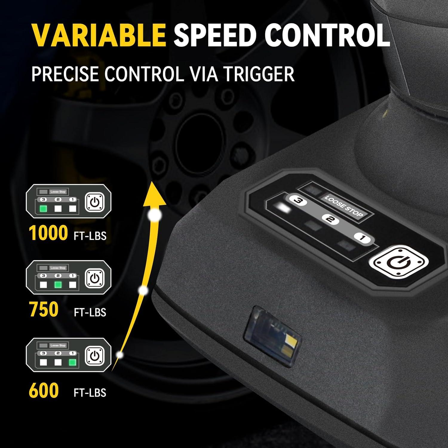Llave de impacto inalámbrica WANTTIK 21V 1300 Nm con batería