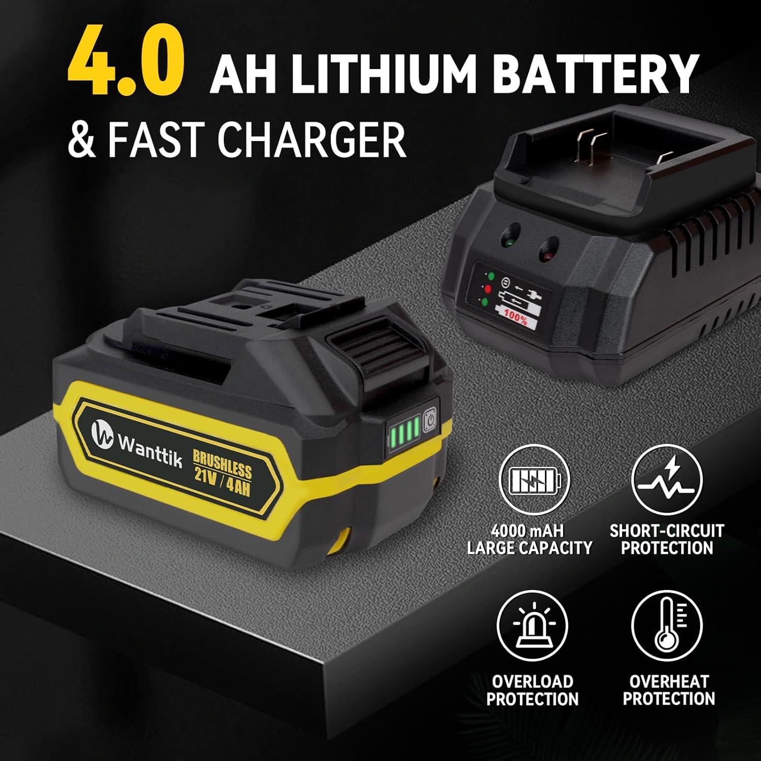 Llave de impacto inalámbrica WANTTIK 21V 1300 Nm con batería