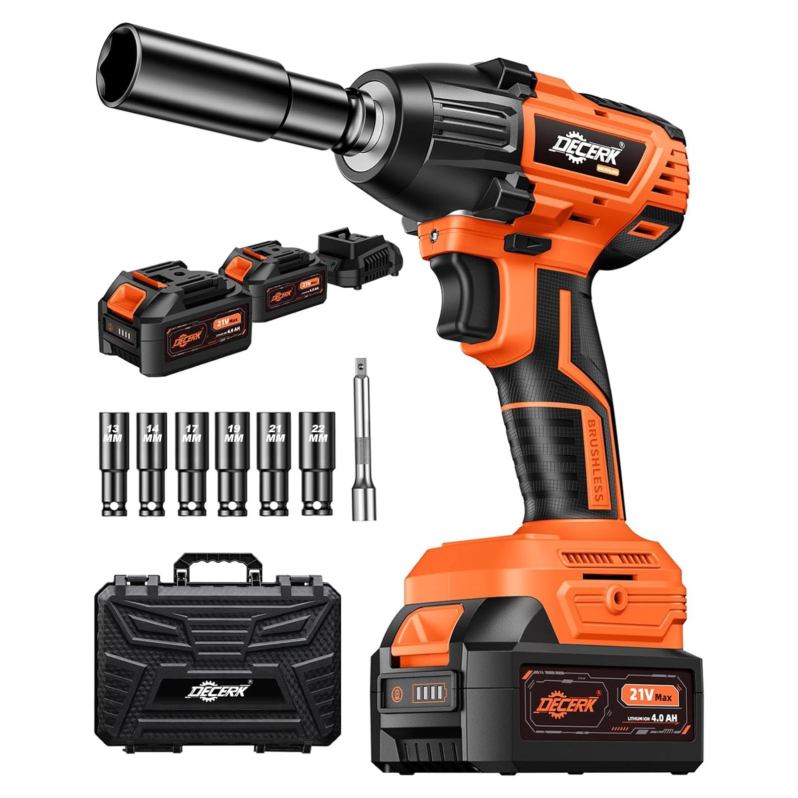 Llave de impacto inalámbrica Decerk 21V 290 Nm 2 baterías