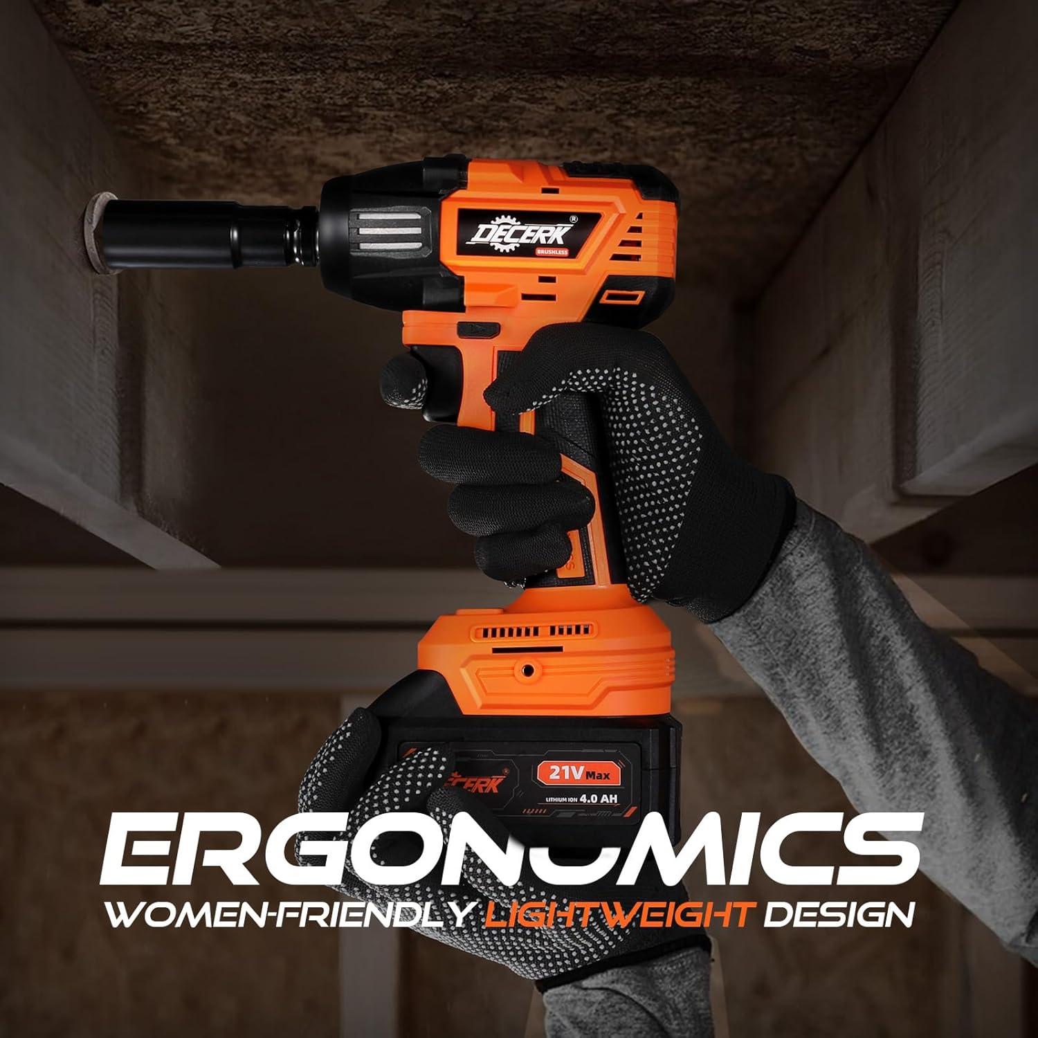 Llave de impacto inalámbrica Decerk 21V 290 Nm 2 baterías