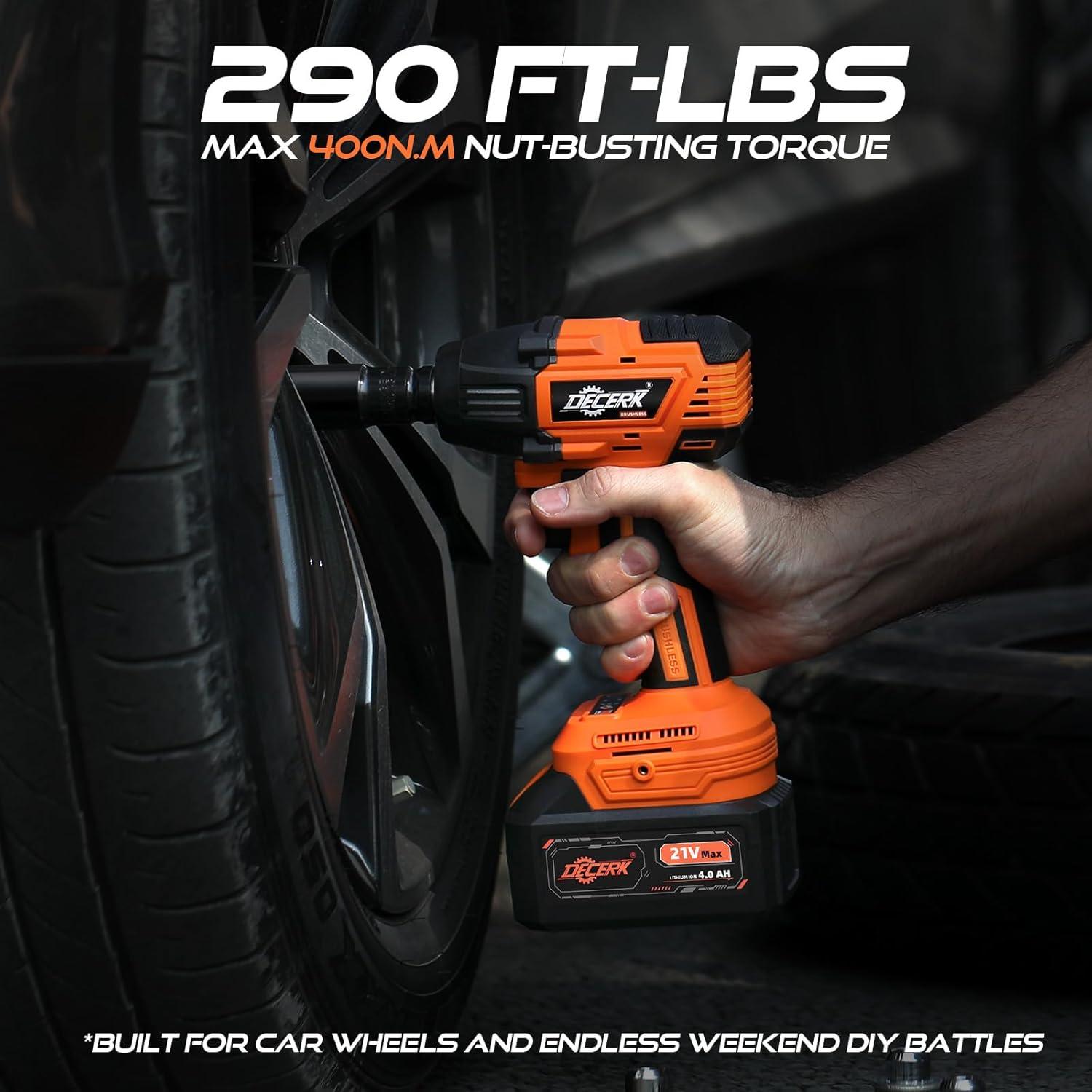 Llave de impacto inalámbrica Decerk 21V 290 Nm 2 baterías