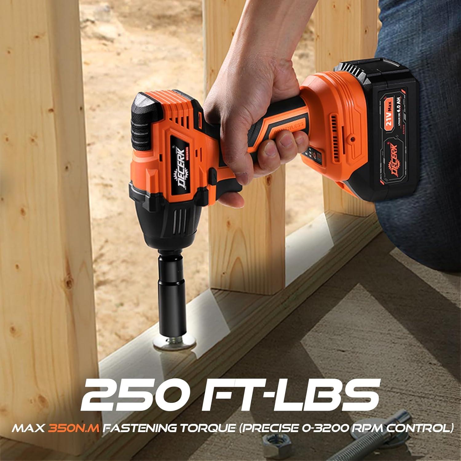 Llave de impacto inalámbrica Decerk 21V 290 Nm 2 baterías