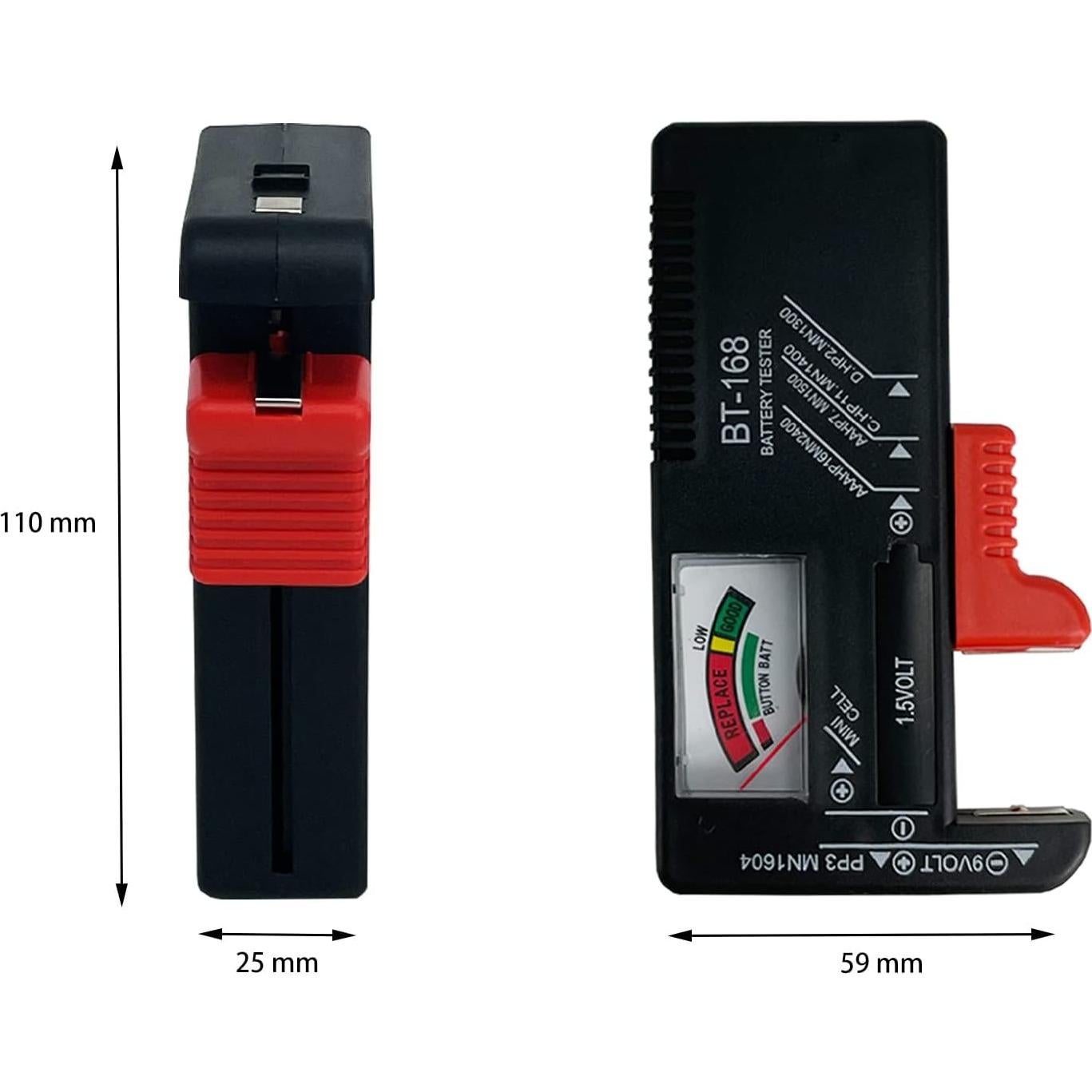 Probador de Baterías ZUFECY BT-168 Compacto 1.5V 9V