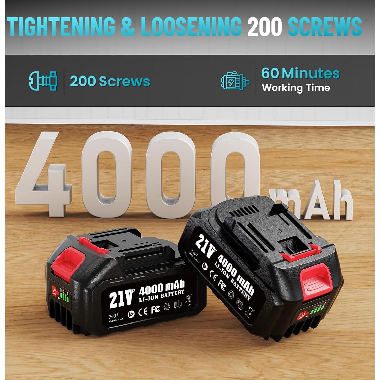 Llave de Impacto Inalámbrica Seesii WH760 1000N.m 1/2"