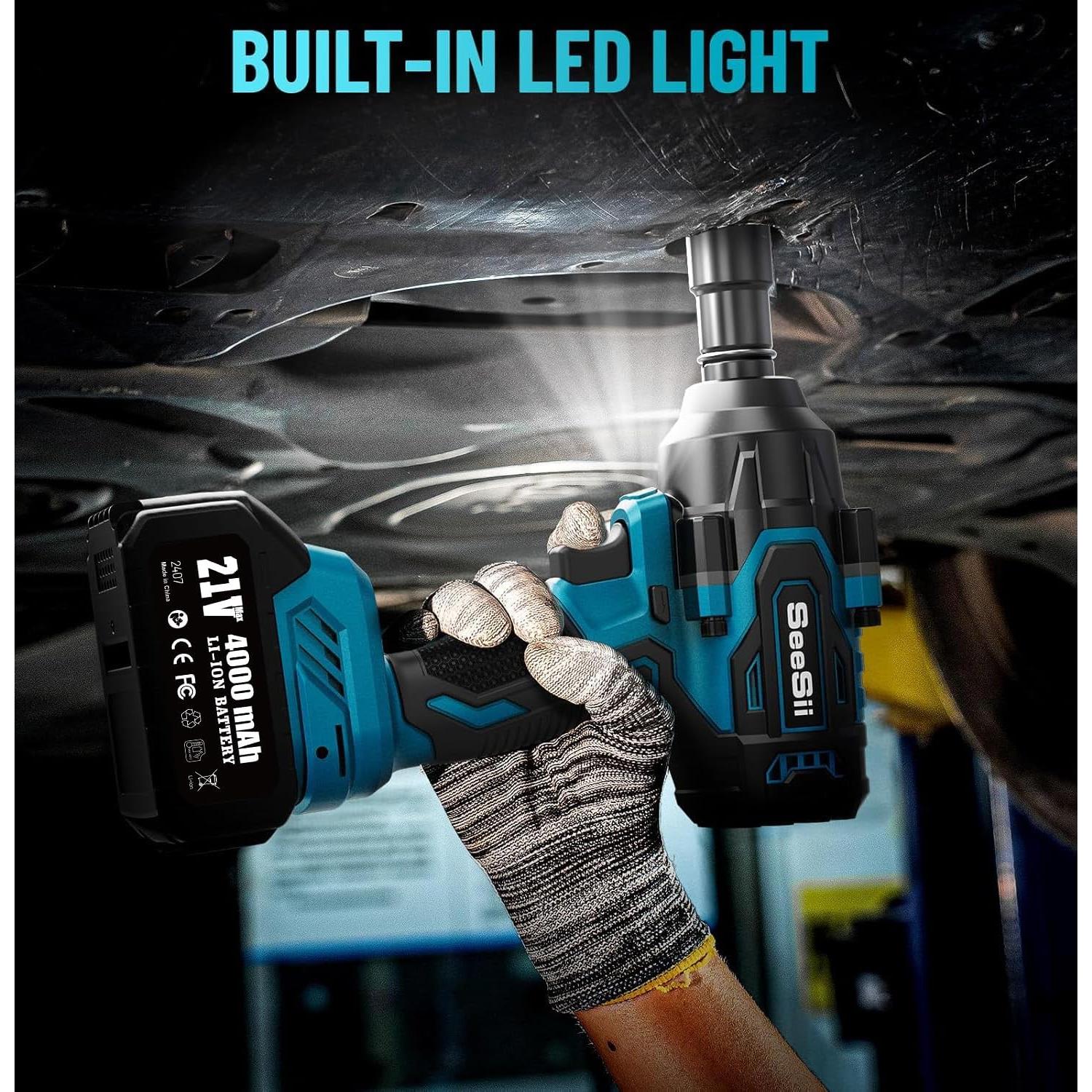 Llave de Impacto Inalámbrica Seesii WH760 1000N.m 1/2"