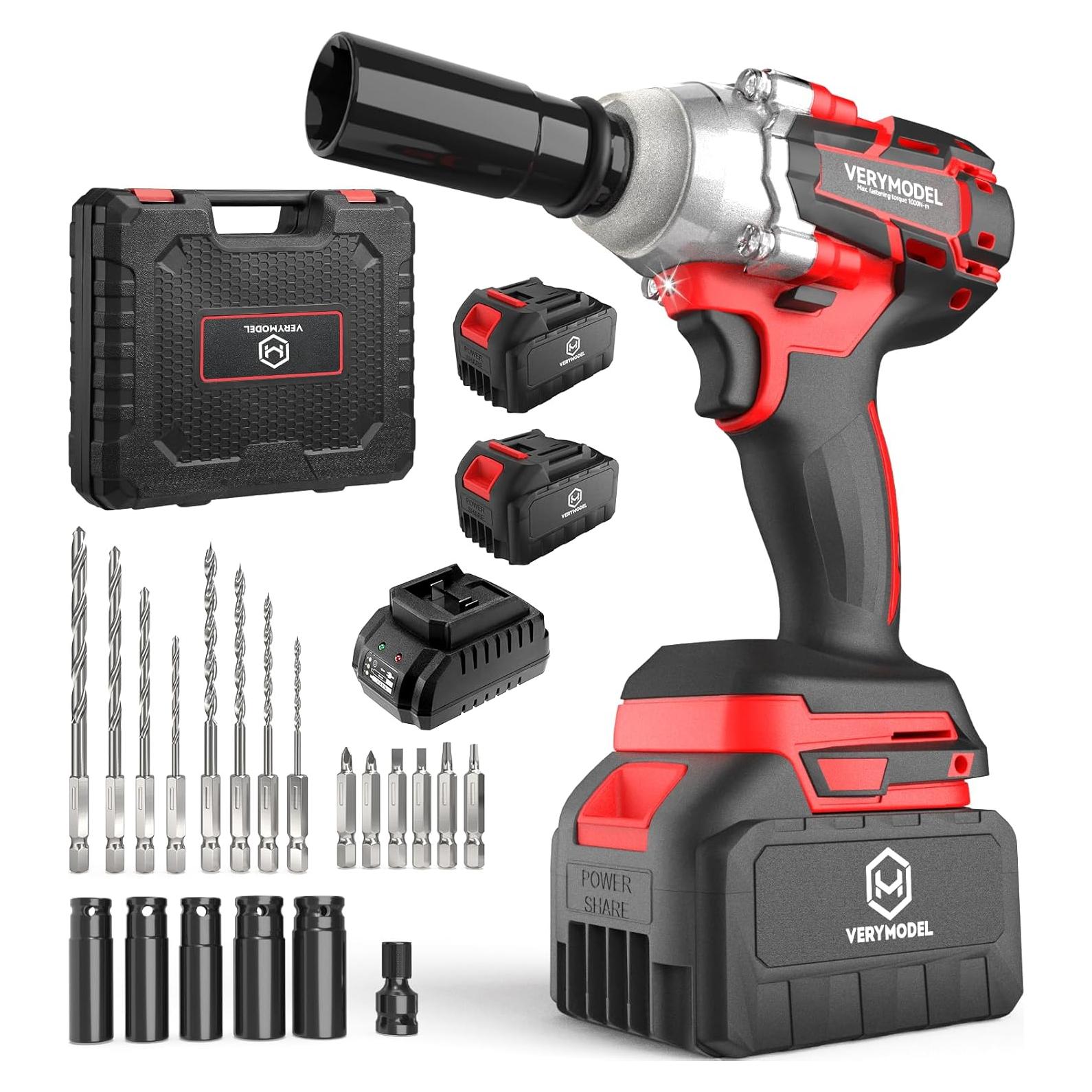 Llave de Impacto Inalámbrica VERYMODEL 1000N.m 1/2" 6000RPM