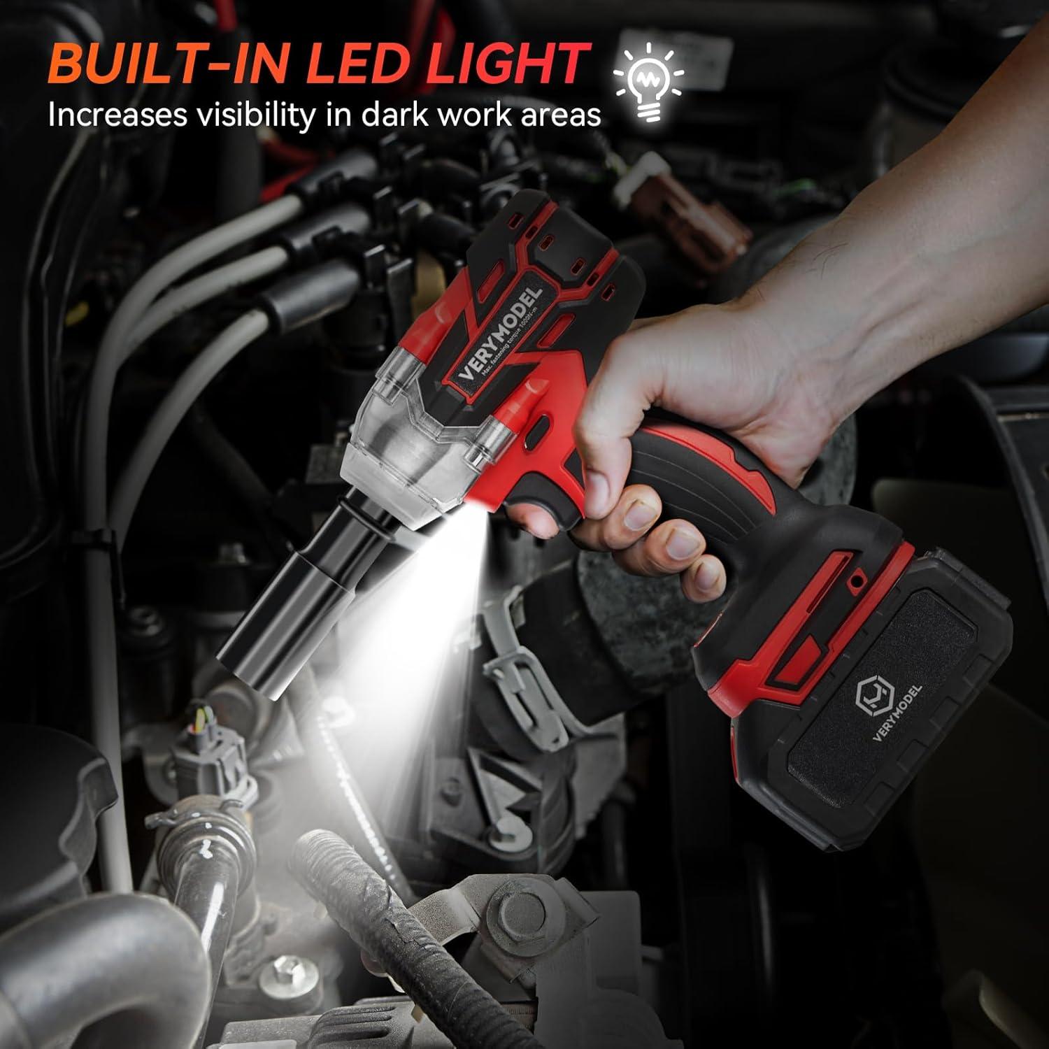 Llave de Impacto Inalámbrica VERYMODEL 1000N.m 1/2" 6000RPM