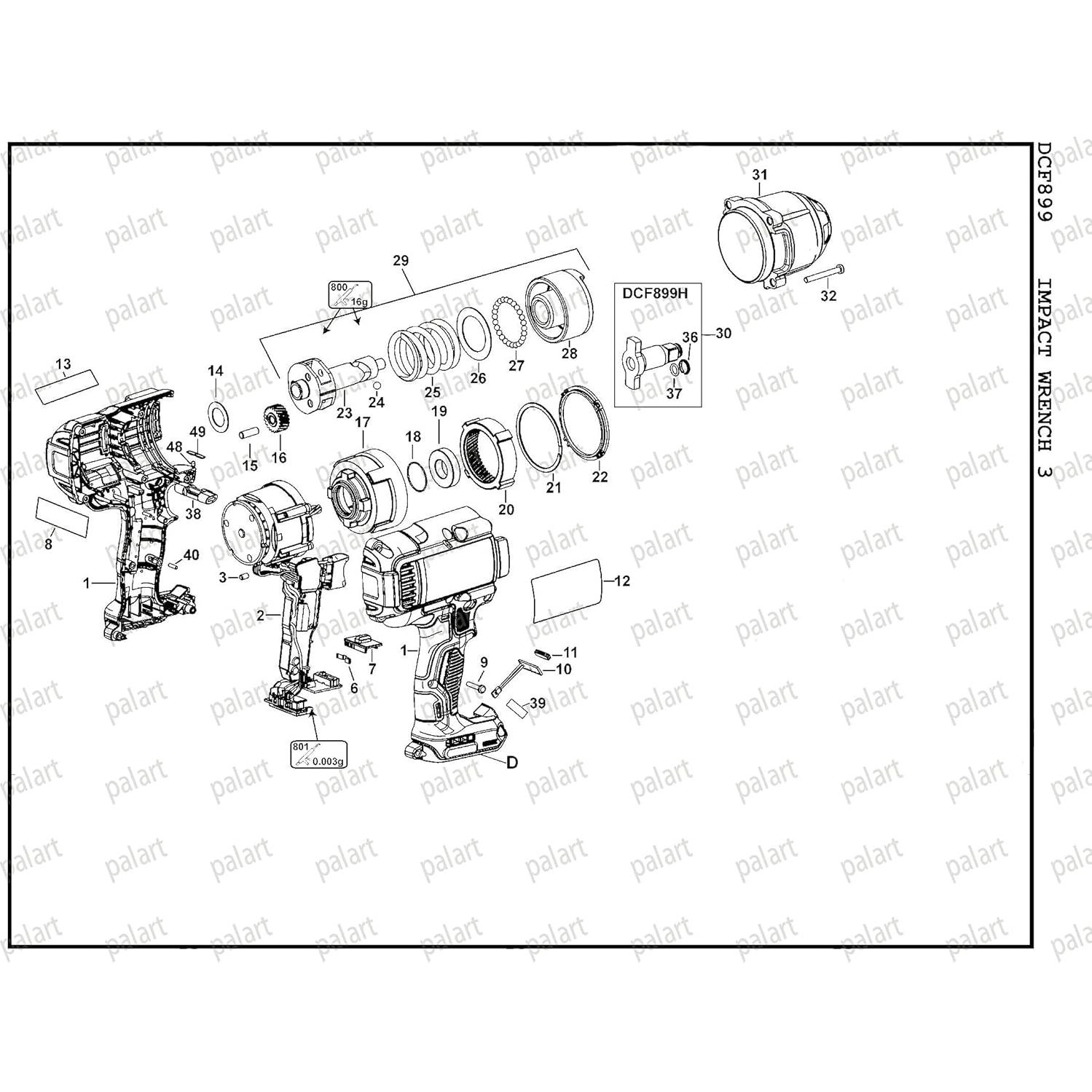 Ensamblaje de Yunque Palart N415875 para Dewalt DCF899HB/HP